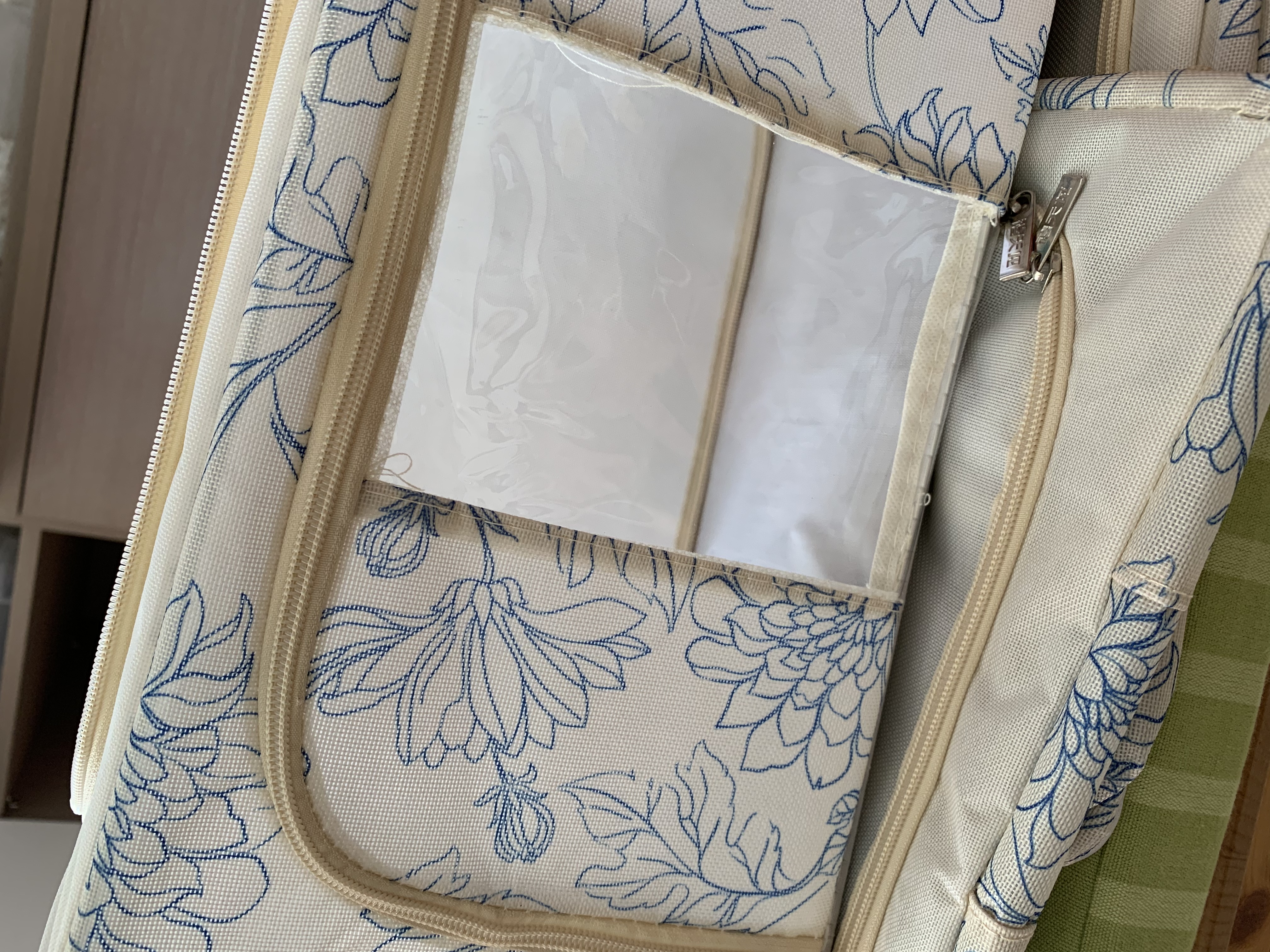 禧天龙布艺收纳箱衣物棉被整理箱可折叠双竖窗储物箱 24L花影1个装 实拍图