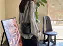 FOUDIEE春季真皮马鞍包女纯色百搭单肩斜挎包简约女士包包小众圆扣腋下包 黑色 实拍图