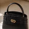 CHARLES&KEITH鳄鱼纹凯莉包手提斜挎婚包包女包生日礼物送女友CK2-50270880-1 Black黑色 S 实拍图