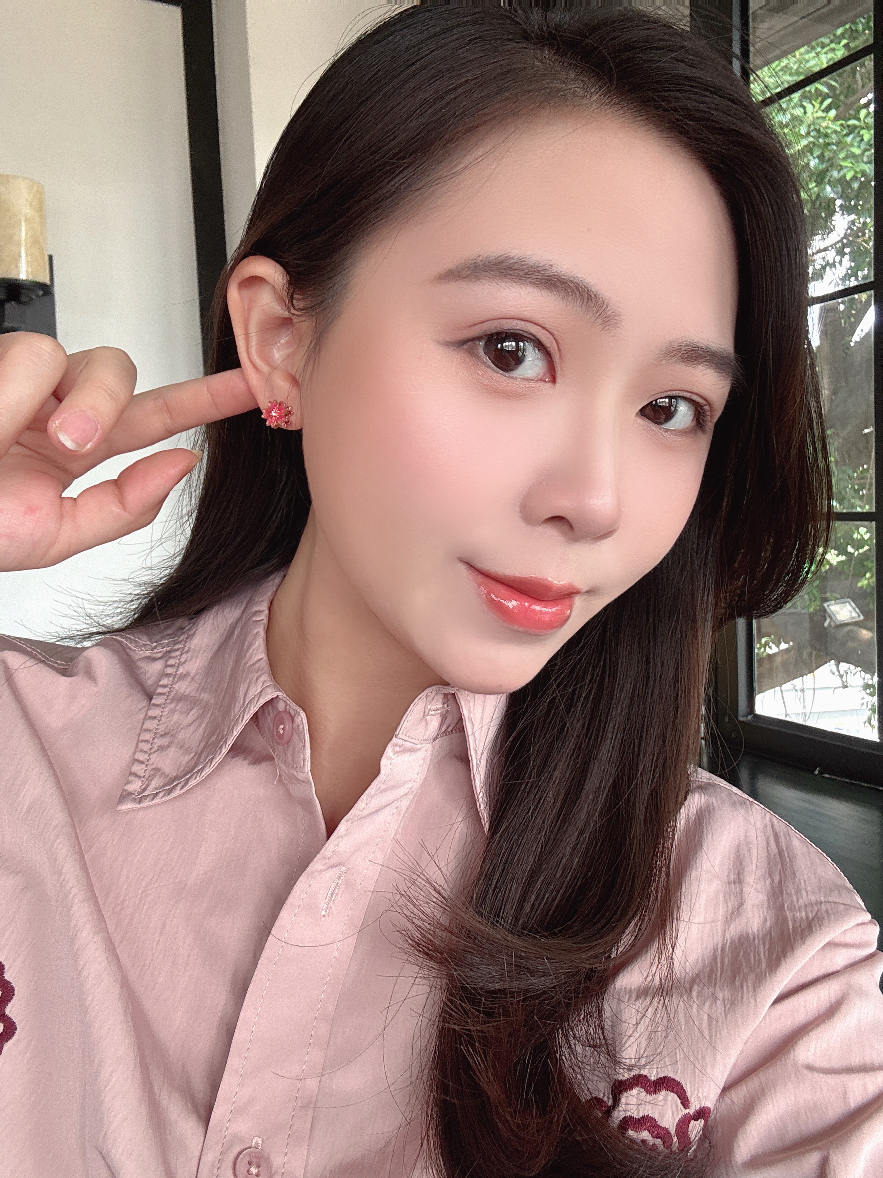 唯一（Winy）桃花施华洛世奇锆纯银耳钉女士2026新款耳环饰生日礼物送女朋友 实拍图