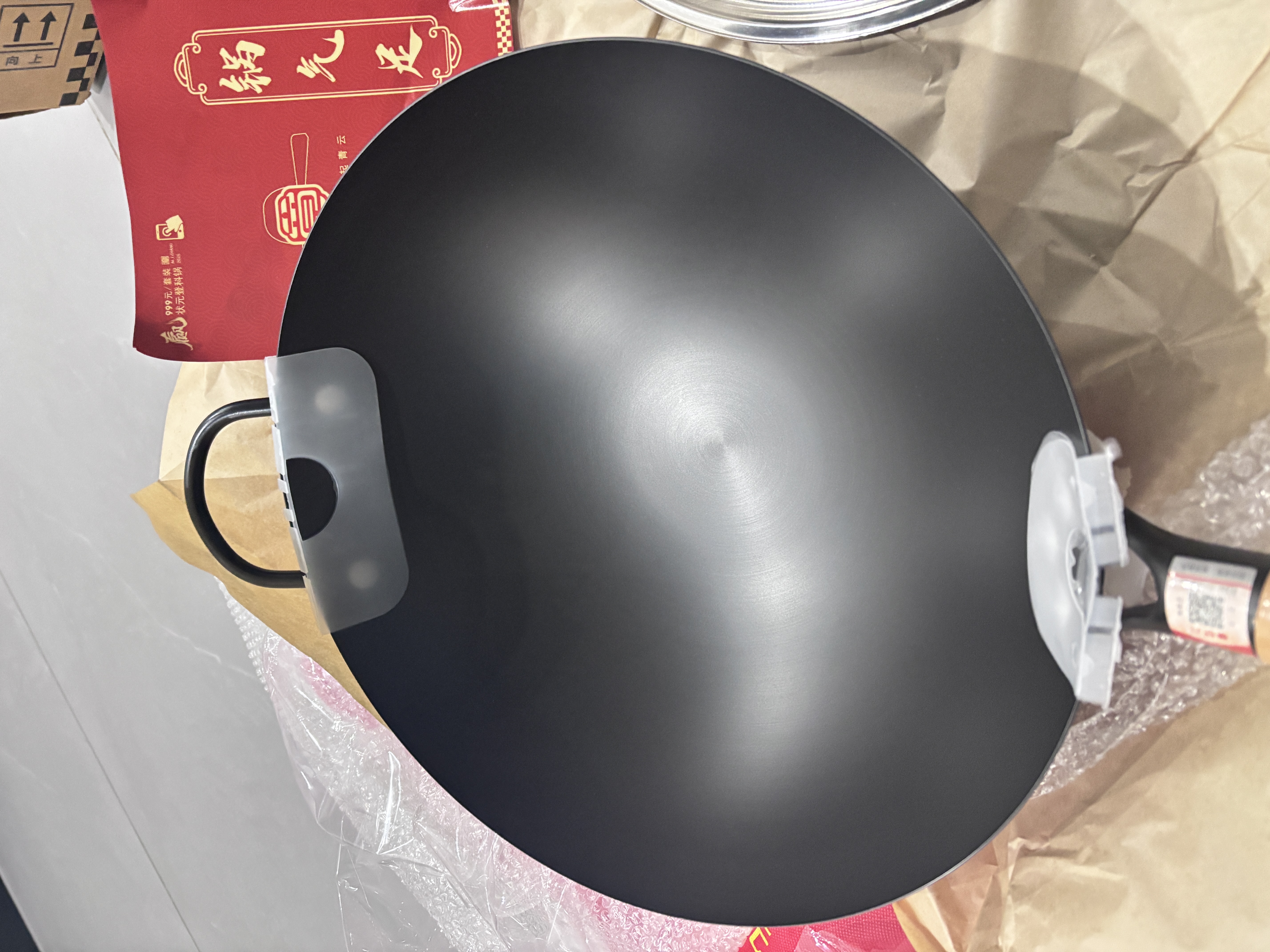 章状元章丘炒锅铁锅无涂层家用不粘锅已开锅传统精铁老式炒菜锅燃气灶 34cm大师款带耳（盖子铲子） 34cm 实拍图
