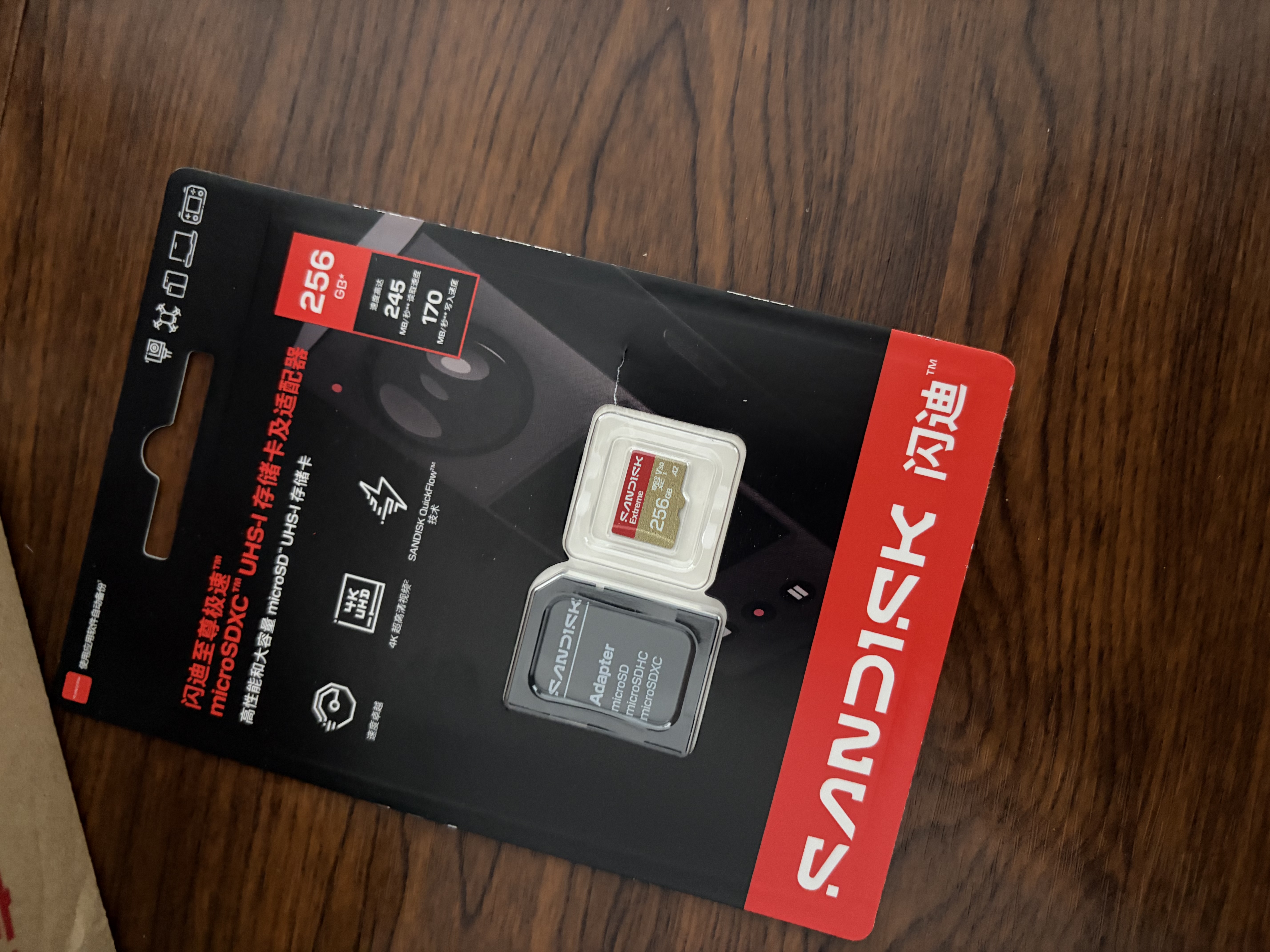 Sandisk闪迪256GB TF(MicroSD)内存卡4K极速金卡A2 V30 U3兼容大疆Pocket3/4P/Action 6运动相机/无人机存储卡 实拍图