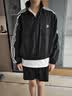 adidas三条纹短款休闲宽松高领运动夹克早秋外套女阿迪达斯三叶草 黑色   XL 实拍图