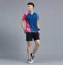 李宁（LI-NING）羽毛球服短袖套装夏季凉爽排球乒乓球打比赛运动服时尚专业透气 男子/蓝色上衣/黑色短裤 套装 2XL 实拍图