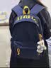 尤克达蒂书包初高中生男简约字母印花双肩包女大容量韩版大学生电脑背包 简约字母双肩包【藏蓝色无挂件】 实拍图