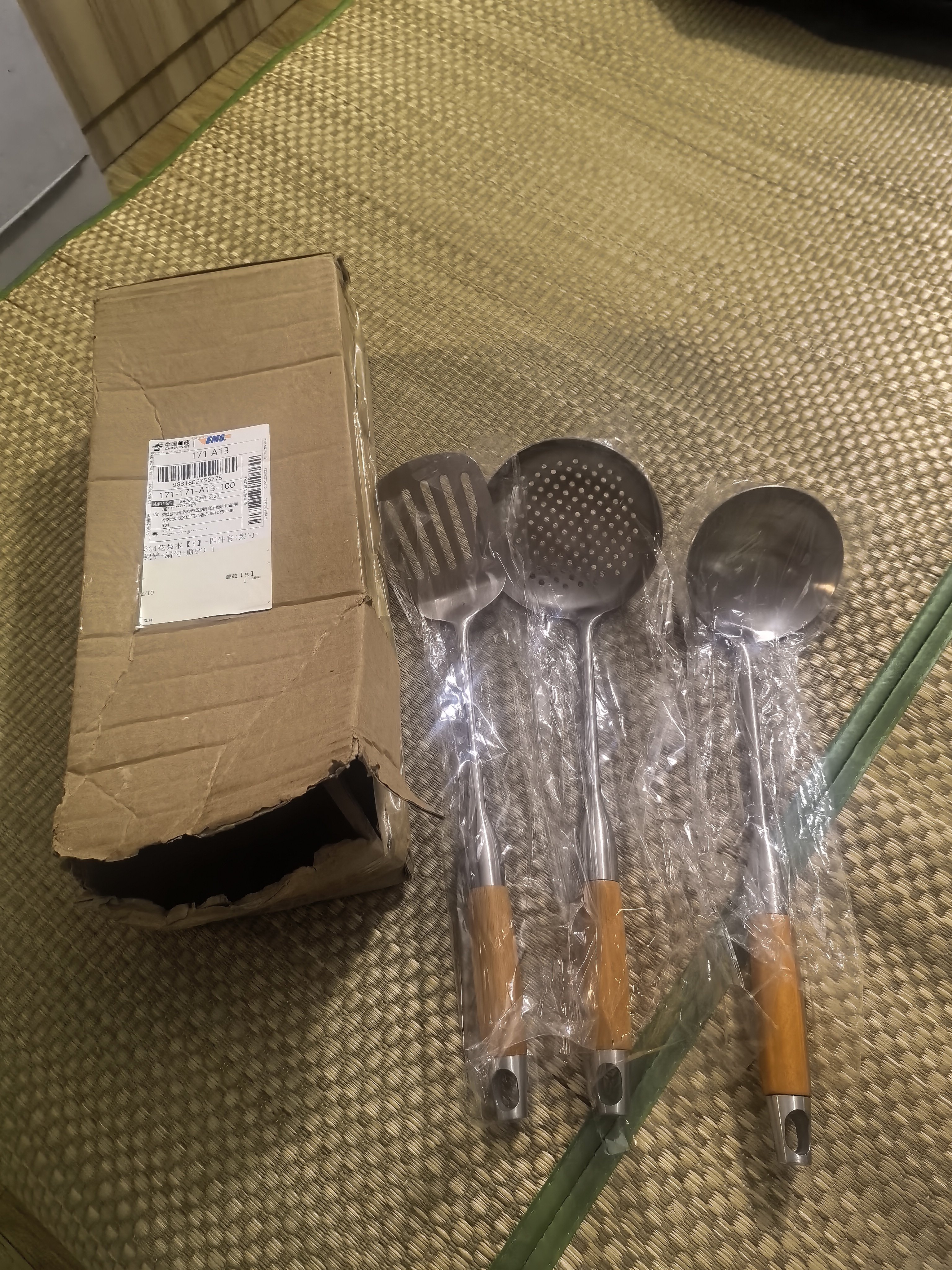 Jidaocook304不锈钢花梨木厨具套装家用锅铲厨房铲勺锅铲家用炒菜铲子 四件套(粥勺+锅铲+漏勺+煎铲) 实拍图