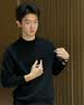EMZ鄂尔多斯100%纯羊毛衫男士毛衣针织衫5A抗菌保暖 黑色 M 实拍图