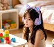 萌可儿无线蓝牙耳机儿童耳麦头戴式耳返背书神器学生专用学习背诵跟读男女生手机平板网课送孩子生日礼物 渐变紫（蓝牙+耳返+插卡功能） 高保真耳返+高音质 实拍图
