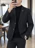 罗蒙（ROMON）2026春秋季新款休闲西装外套男高级感修身商务西服毛呢上衣单件 黑灰色 XL 135-150斤 实拍图