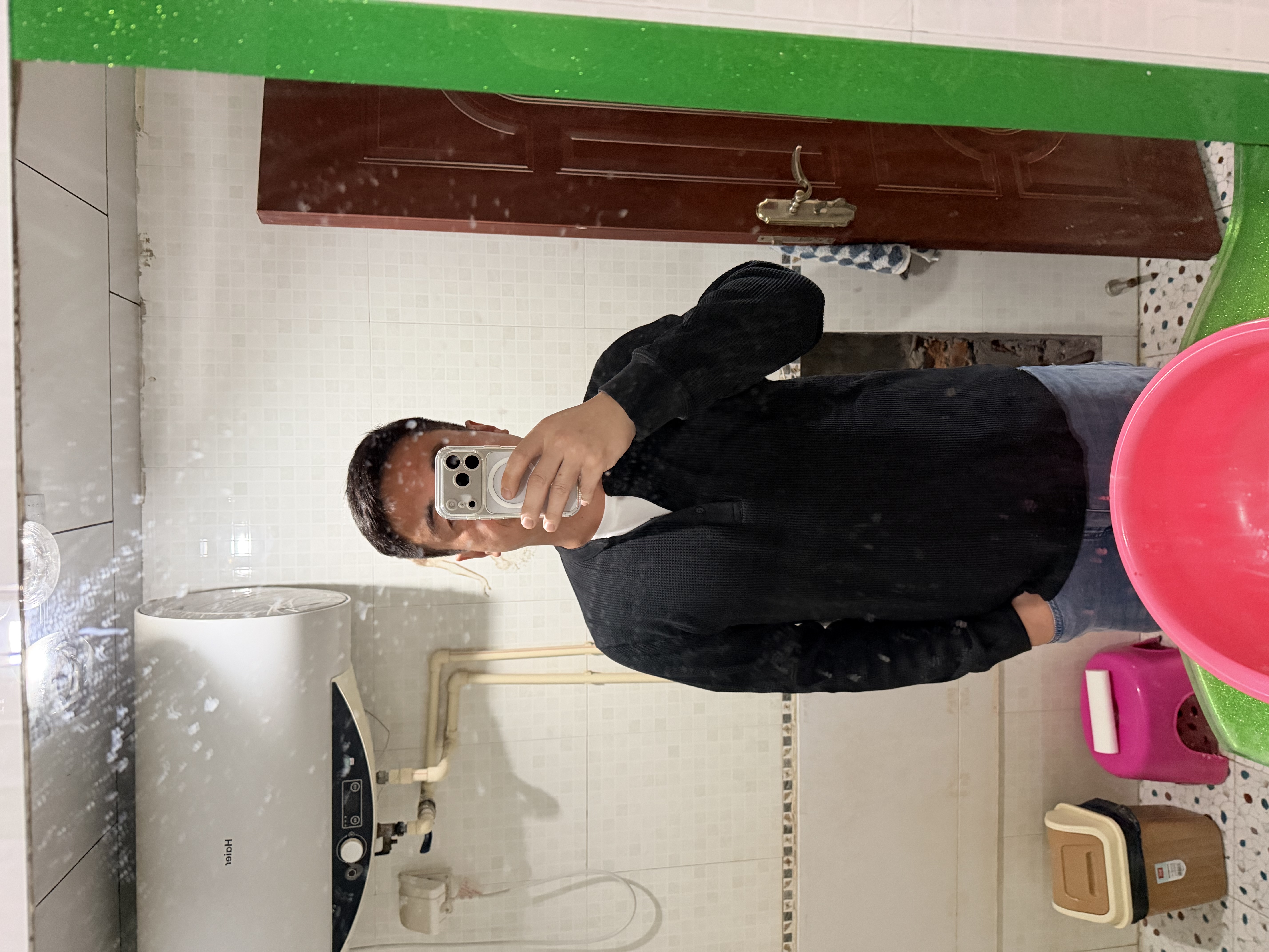 优衣库华夫格亨利领套头衫/长袖男装女装情侣T恤482766 486104 482766/09黑色 L 实拍图