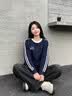 回力（Warrior）撞色双条杠卫衣女2026新款韩系学院风圆领上衣秋季宽松无帽外套女 实拍图