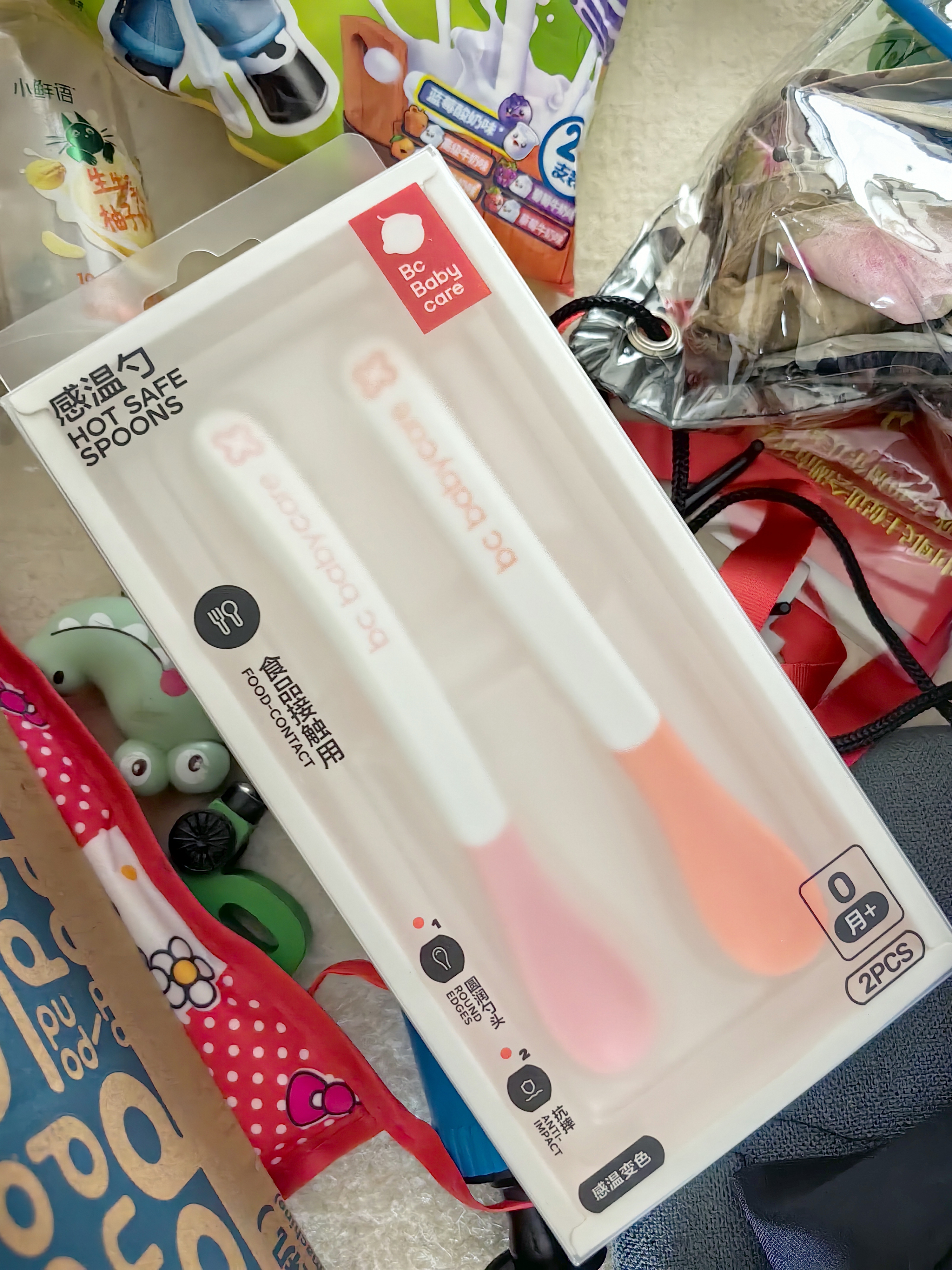 babycare宝宝感温防烫软勺 新生喂水勺餐具儿童吃饭勺2个装-弗雷橙饭盒 实拍图