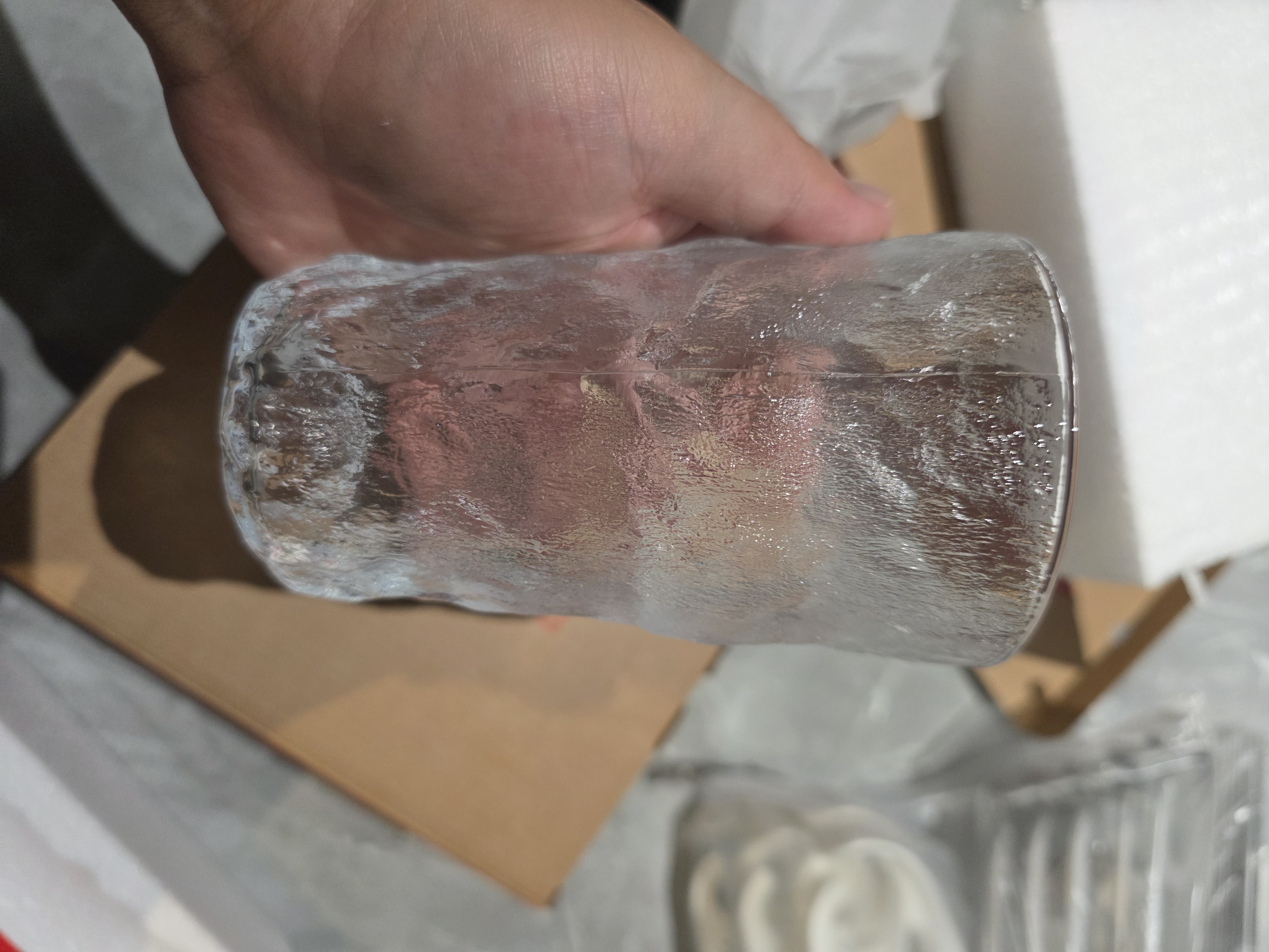 京东京造 冰川杯 玻璃水杯子家用饮料啤酒咖啡杯 加厚大容量380ml两只装 实拍图