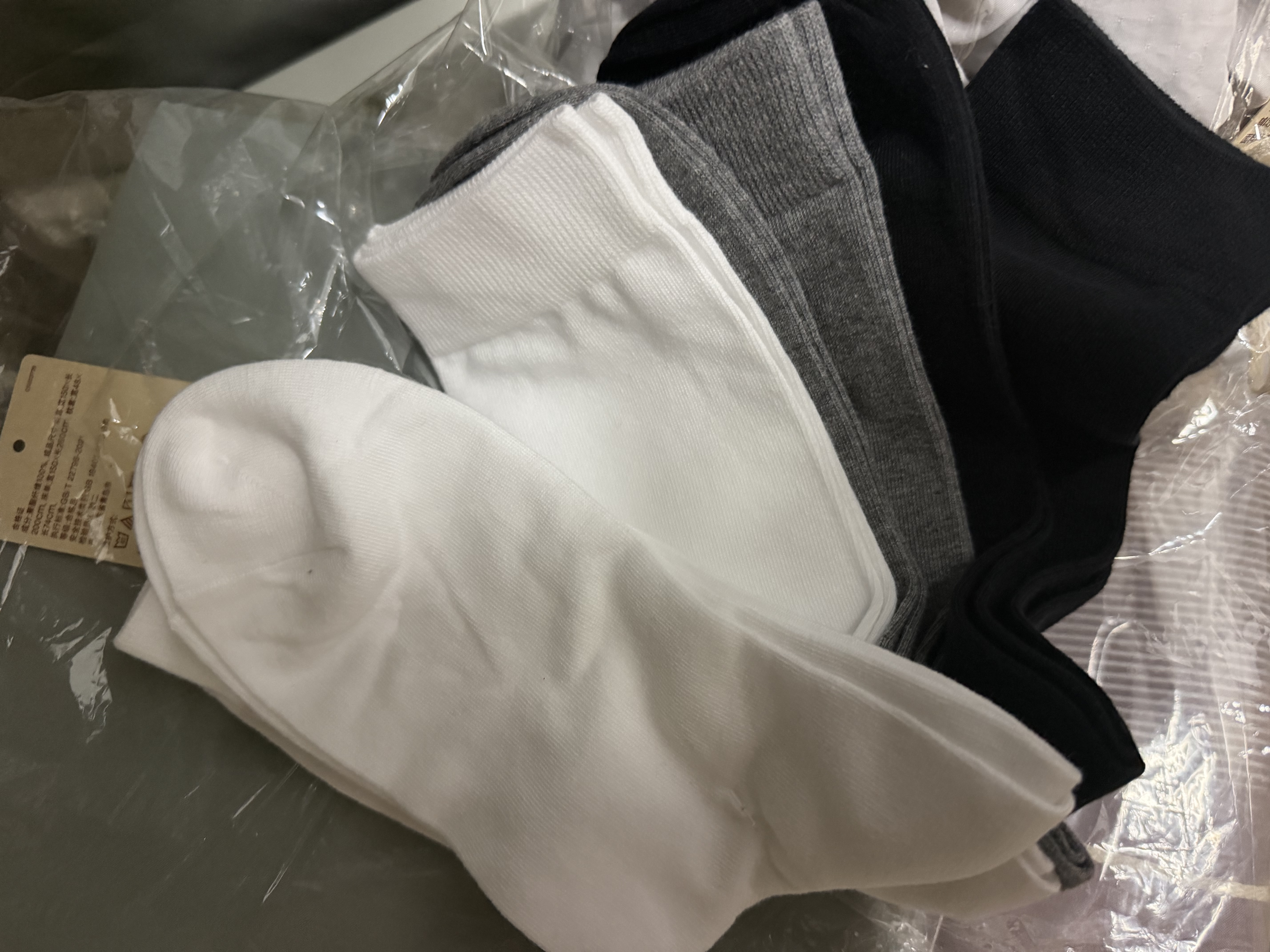MUJI[自营限定款] 直角袜 袜子 5双装 均码 运动 混色 均码25-27cm 实拍图