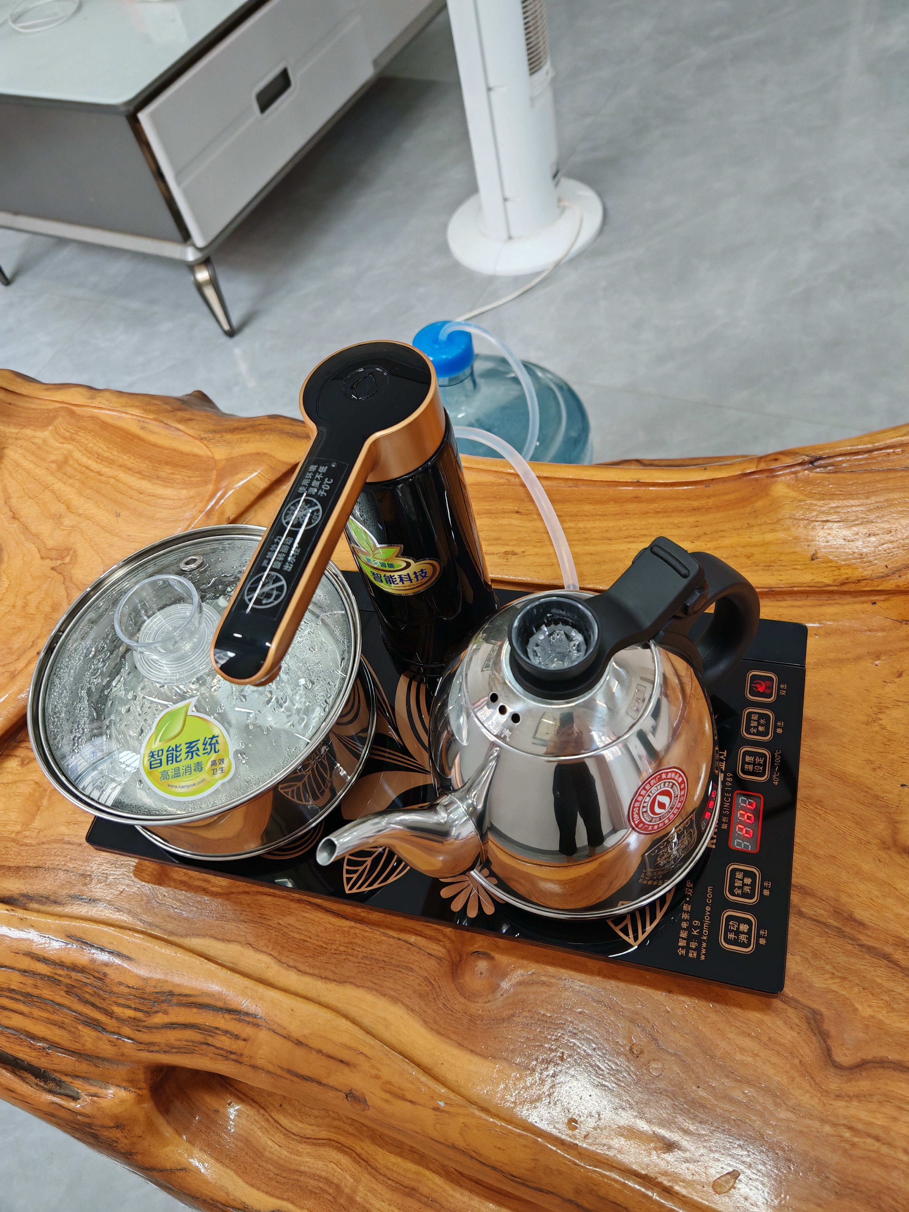 金灶（KAMJOVE）全智能自动上水电热水壶电茶壶全自动上水壶电茶炉烧水壶茶具茶台烧水壶全自动一体 K9 0.9L 不锈钢色 实拍图