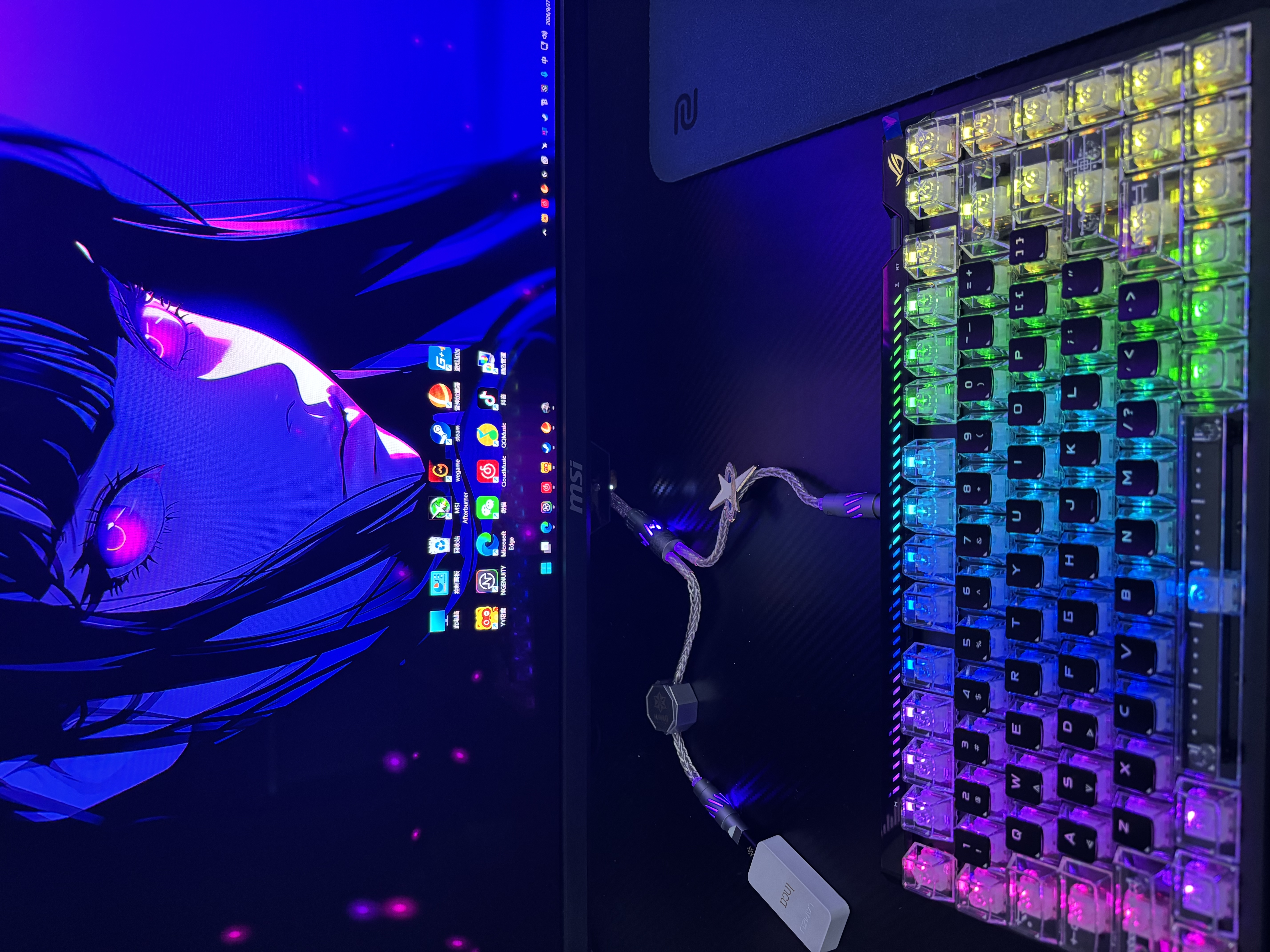 ROG魔导士Ace 75HE V2X有线游戏键盘 磁轴键盘HFX V2X磁轴RT0.01电竞机械键盘小蜜蜂冠军战队同款黑色 实拍图
