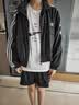 adidas三条纹短款休闲宽松高领运动夹克早秋外套女阿迪达斯三叶草 黑色   XL 实拍图