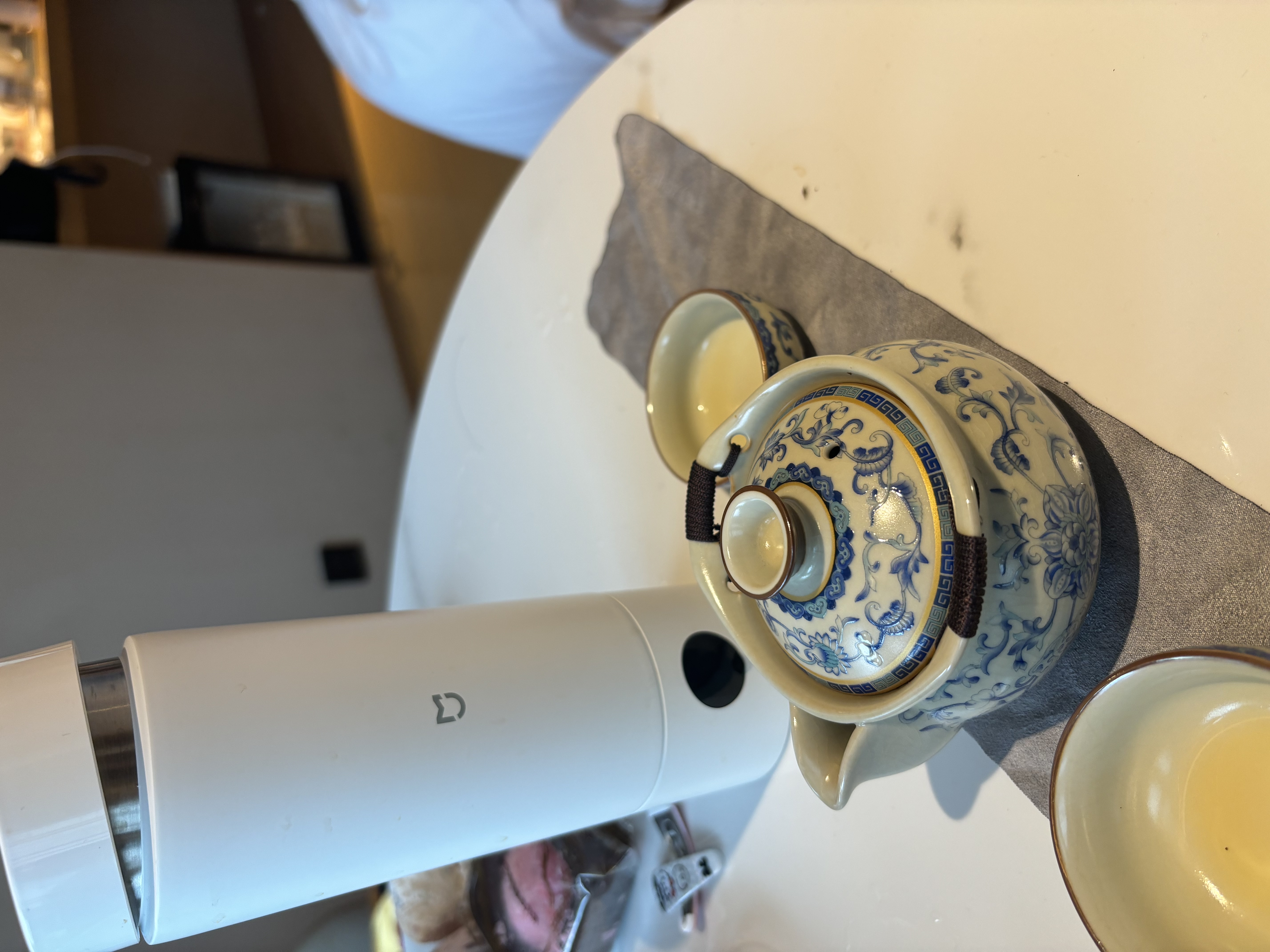 不拙汝窑户外旅行茶具套装便携式旅游茶具快客杯青花瓷明德手抓壶2杯 实拍图