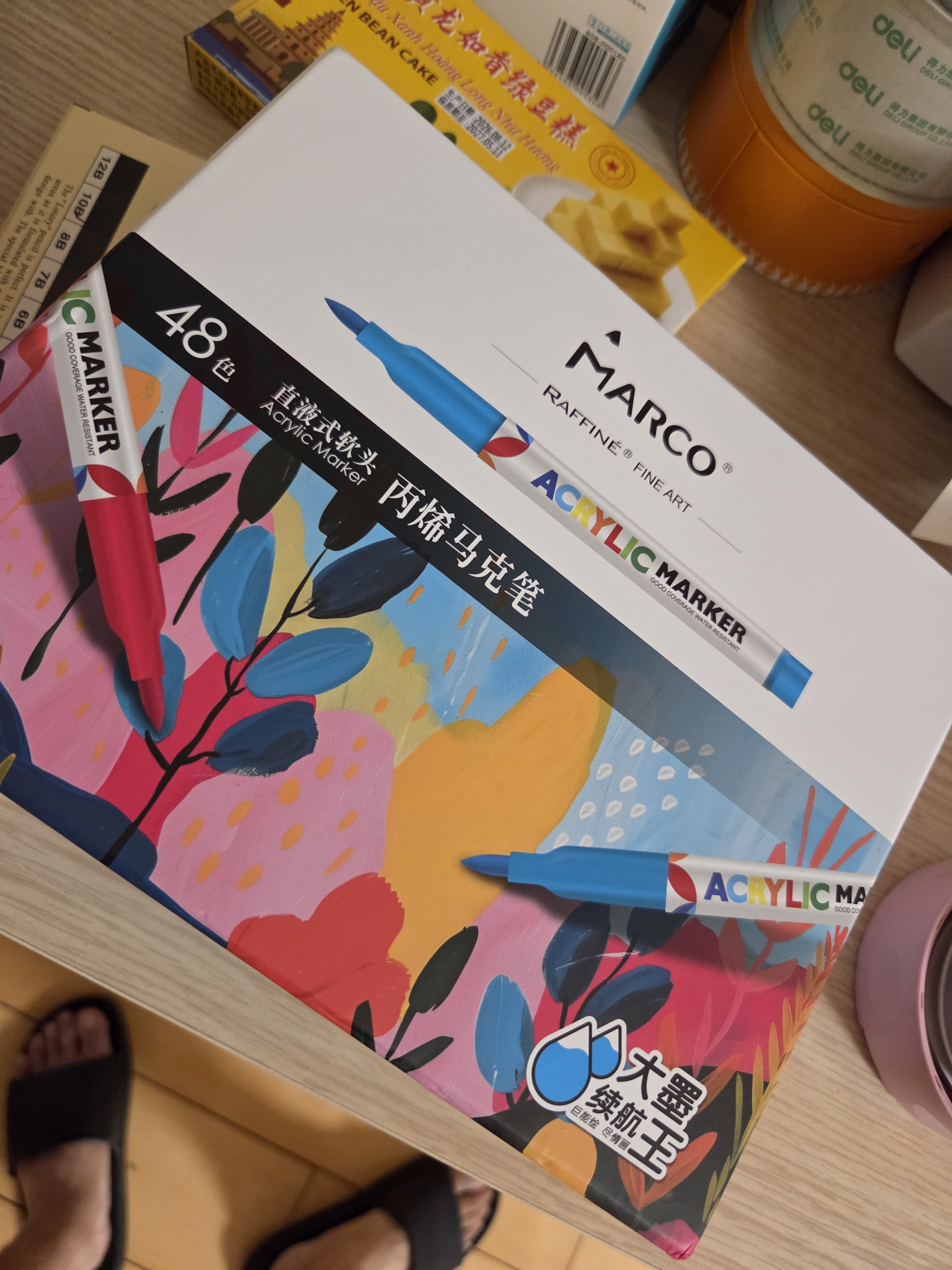 马可（MARCO）直液式软头丙烯马克笔48色儿童中小学生礼盒套装可叠色水彩笔记号笔颜料画笔幼儿园美育写生出游 实拍图