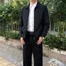 罗蒙外套男秋季商务男士翻领行政夹克上衣干部厅局风爸爸装i8藏青XL 实拍图