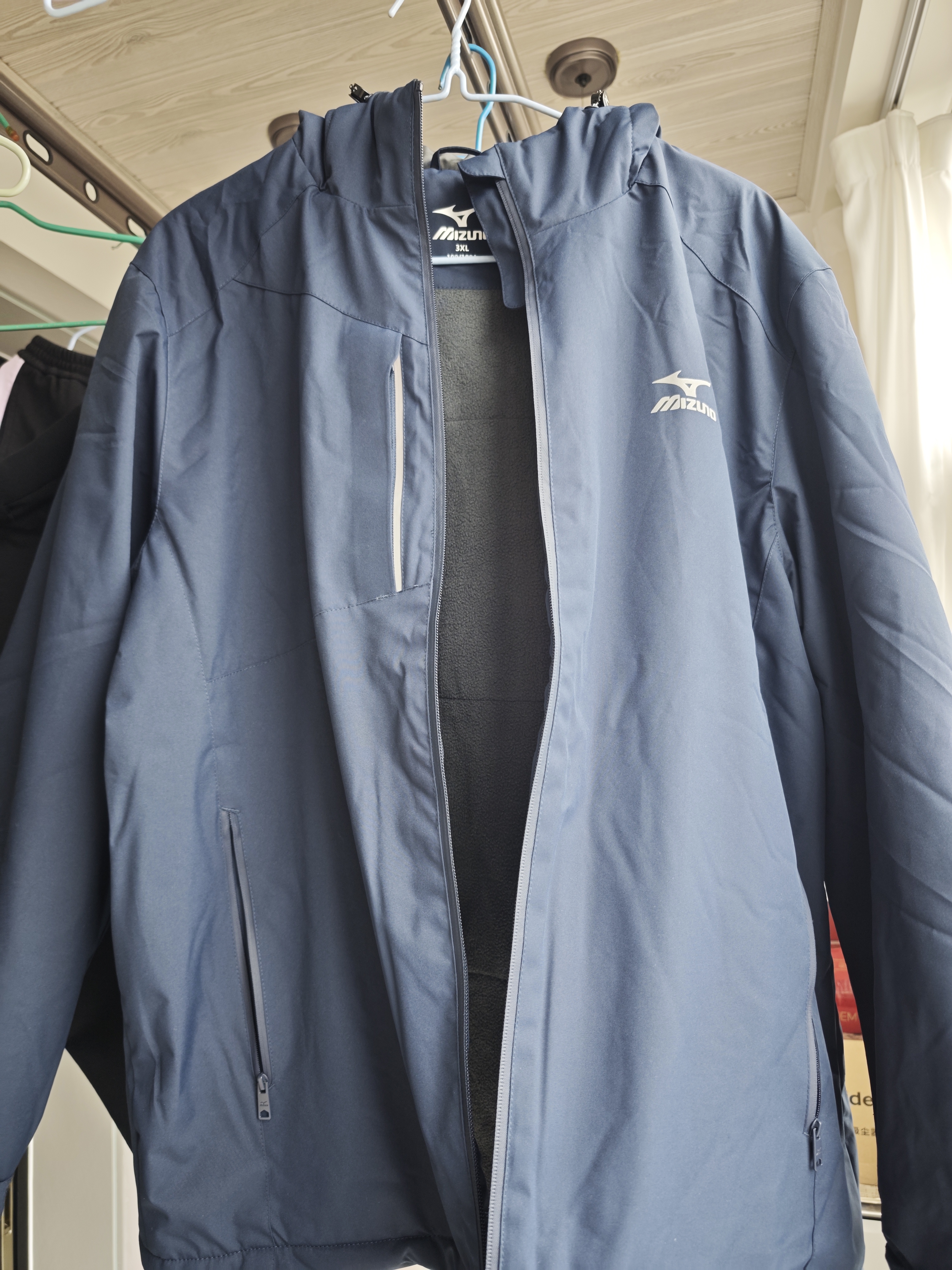 美津浓（MIZUNO）户外夹克男连帽梭织透气情侣锋衣加绒加厚加棉外套男上衣 实拍图
