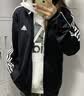 adidas通勤百搭三条纹休闲运动夹克早秋外套男女阿迪达斯三叶草   黑色（推荐选大一码)   M 实拍图