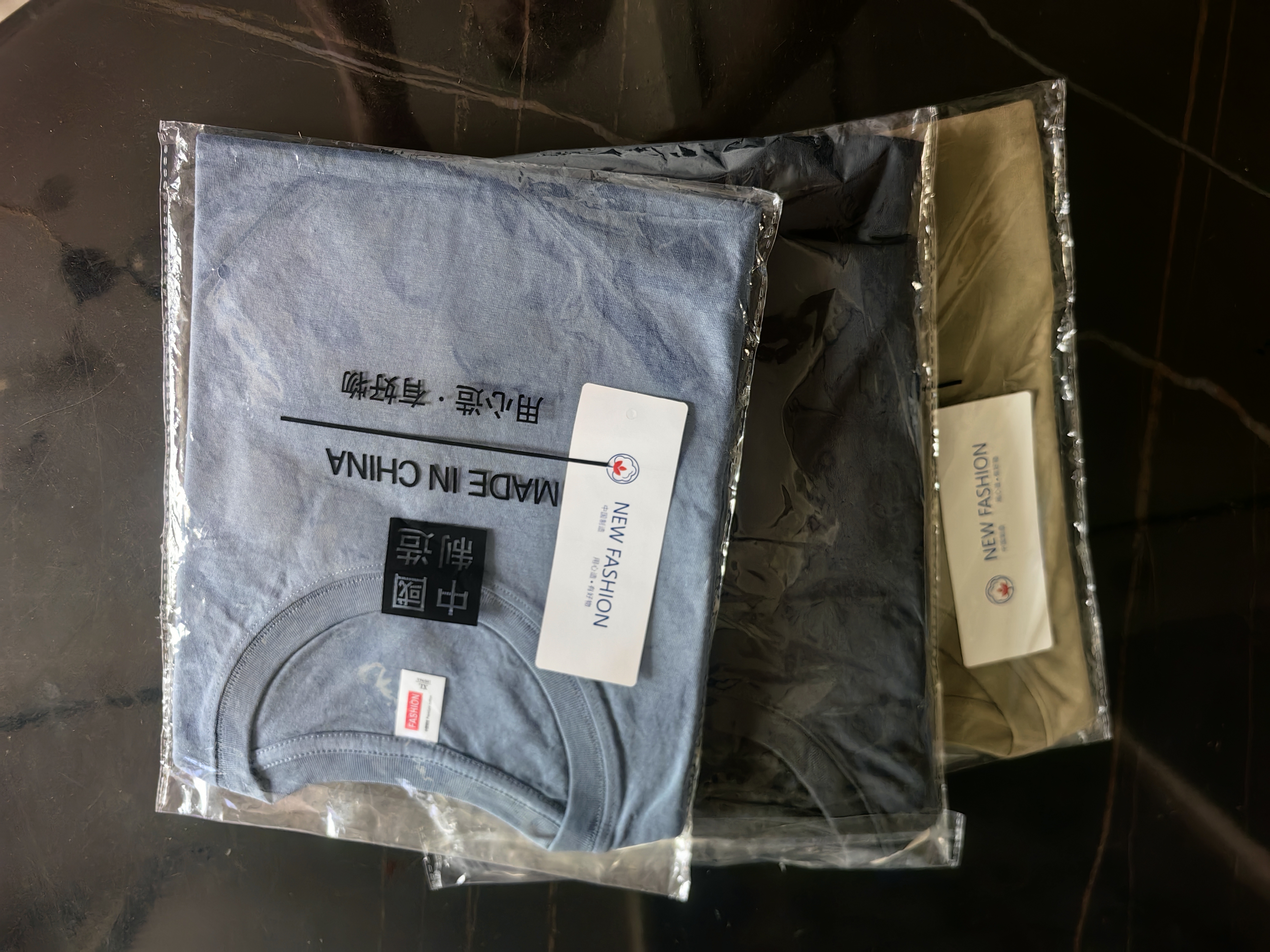 雾卡 【三件装】短袖t恤男纯色棉宽松夏季士半袖潮流衣服情侣装 卡其+雾蓝+深灰 XL 建议135-150斤 实拍图