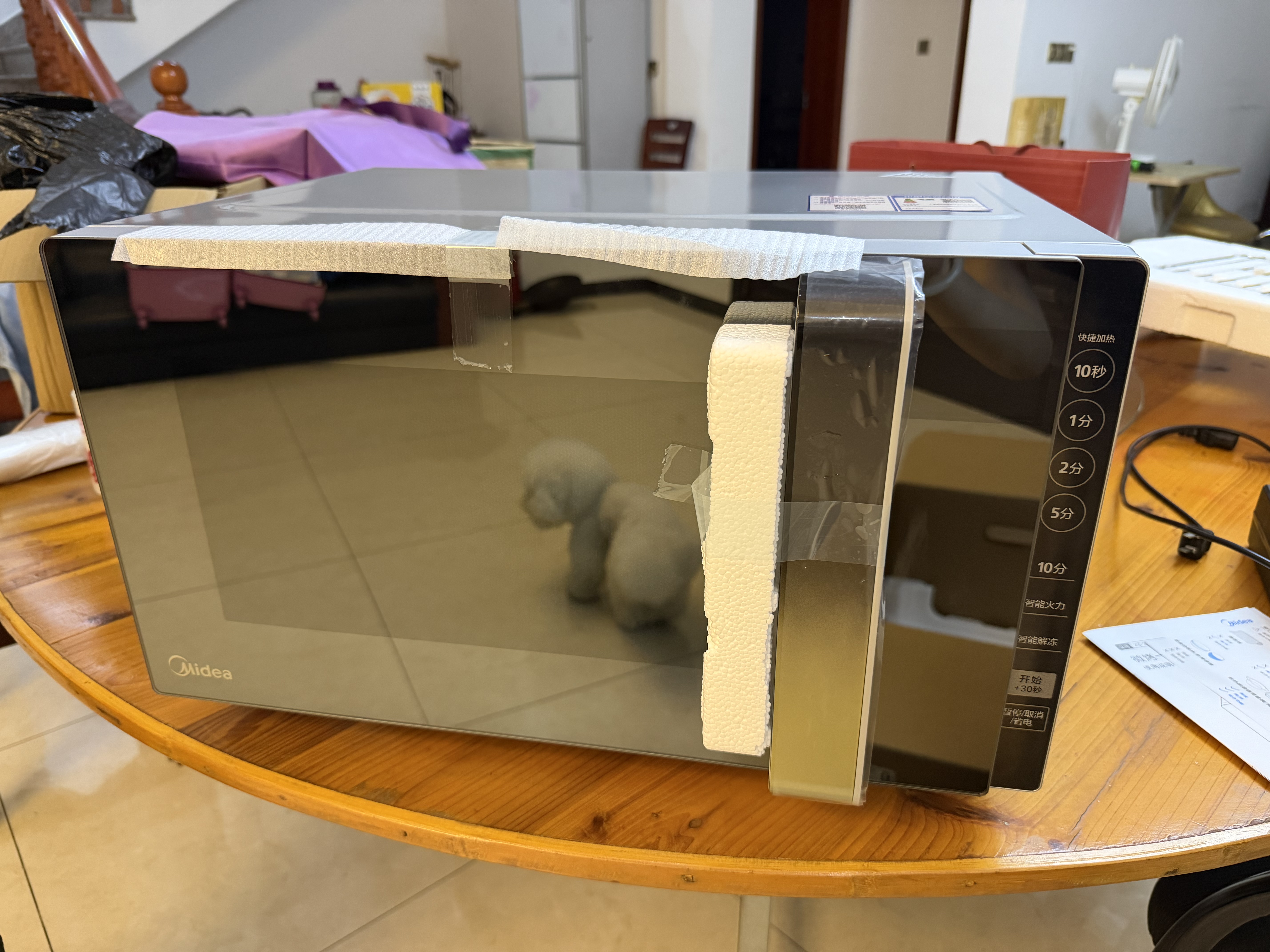 美的（Midea）微波炉烤箱一体机变频家用微波炉900W微烤一体25升平板加热杀菌易清洁X3-233A金色 实拍图