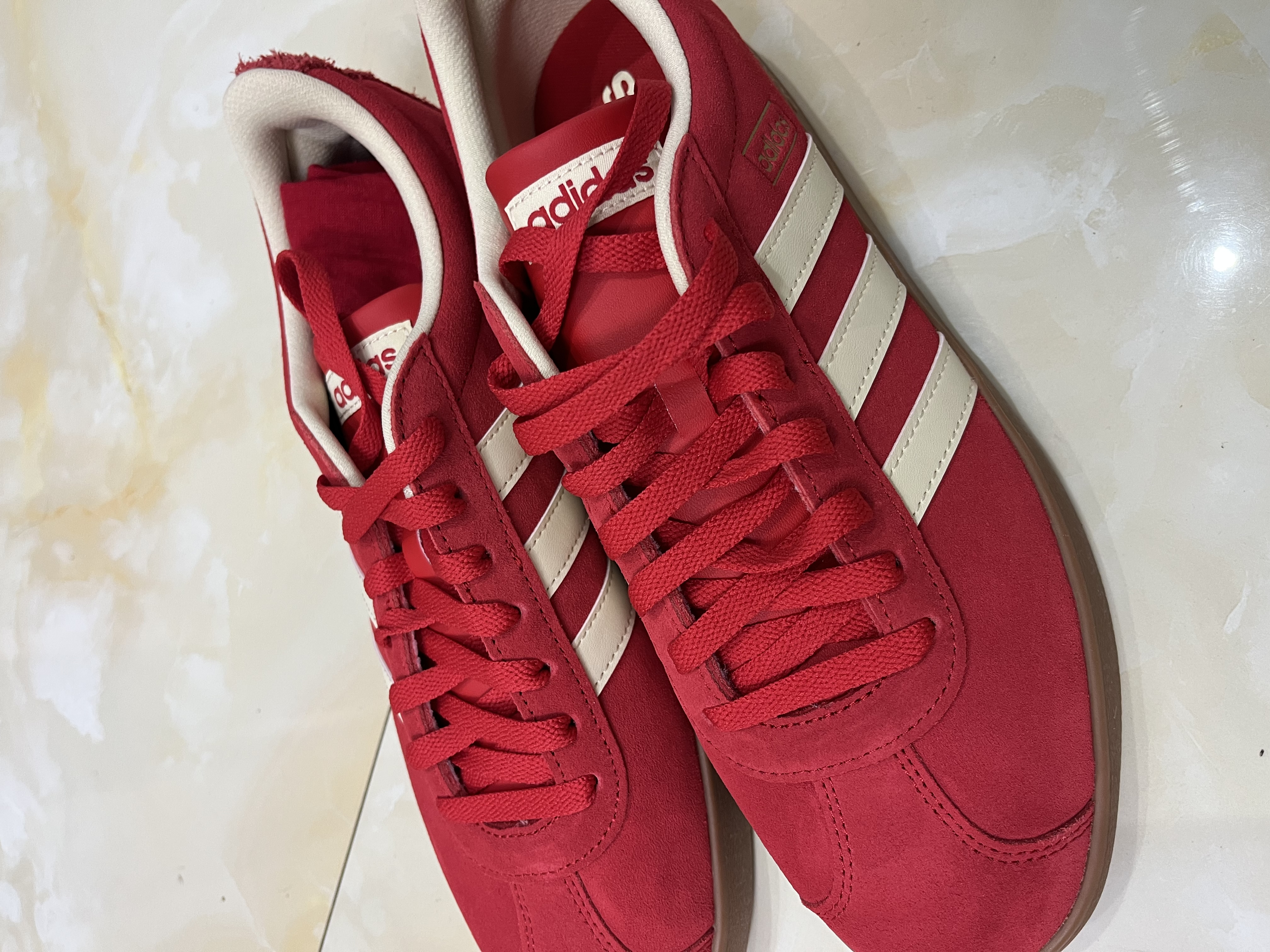 adidas「T头鞋」VL COURT CLASSIC板鞋德训鞋男女阿迪达斯轻运动   浅猩红/暖香草色/黄色 (推荐女生买小半码)   44 实拍图