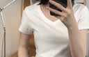 马登女装新疆棉瘦瘦T美高V领正肩短袖修身黑白色t恤凉感天丝上衣女 米白色 【2026新款/白月光Tee正肩/高端洋气/女装夏季】 XL （120-130斤）卡码拍大 实拍图