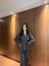 LULU CARTER蔡徐坤同款真丝睡衣男女情侣款秋冬季高端桑蚕丝家居服条纹礼盒装 黑色条纹男款-长袖长裤 【现货秒发】 3XL 【建议165-190斤】 实拍图