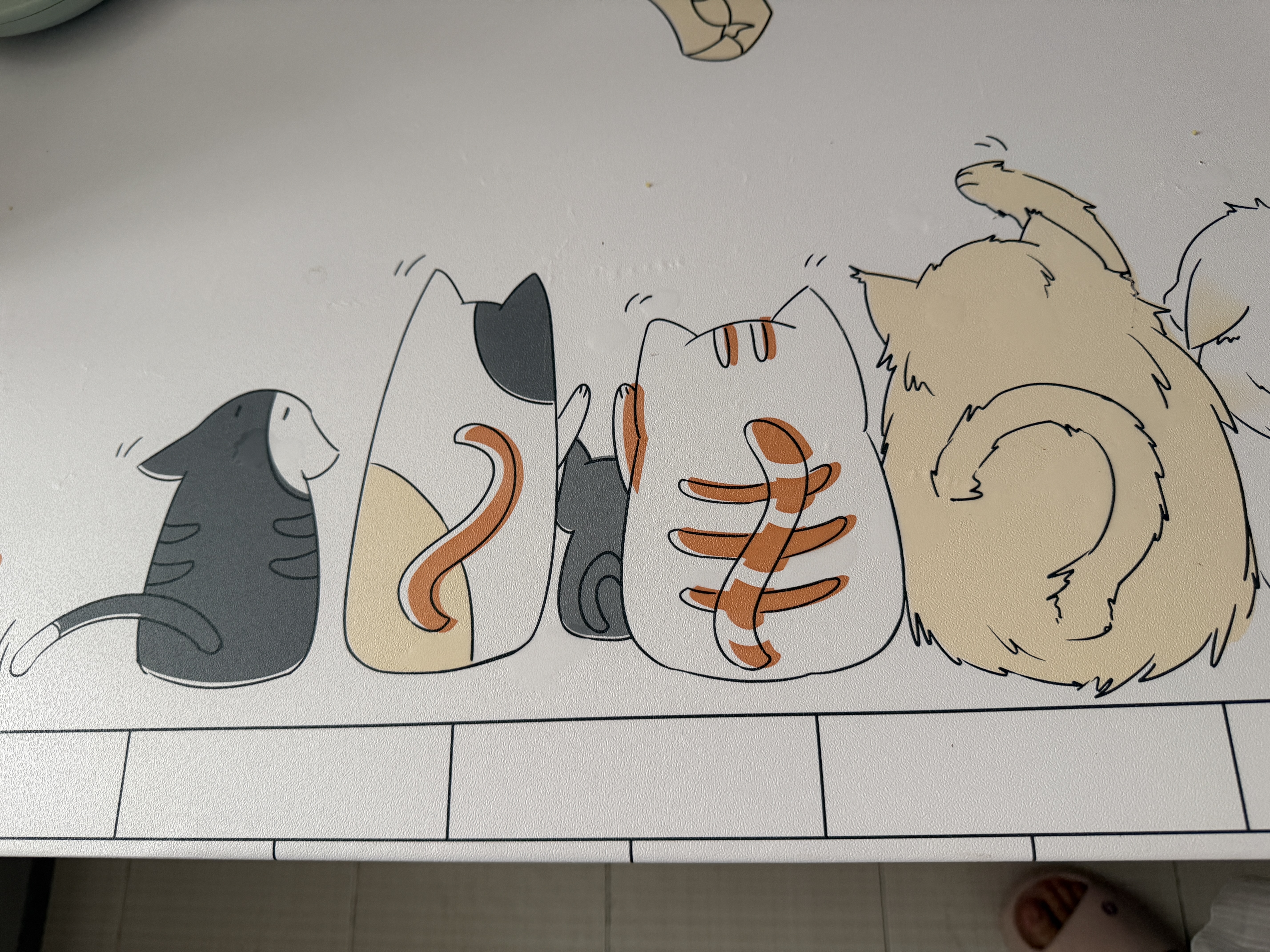 晴画防油贴小猫60*300cm厨房贴纸防水防油自粘耐高温台面保护膜灶台膜 实拍图