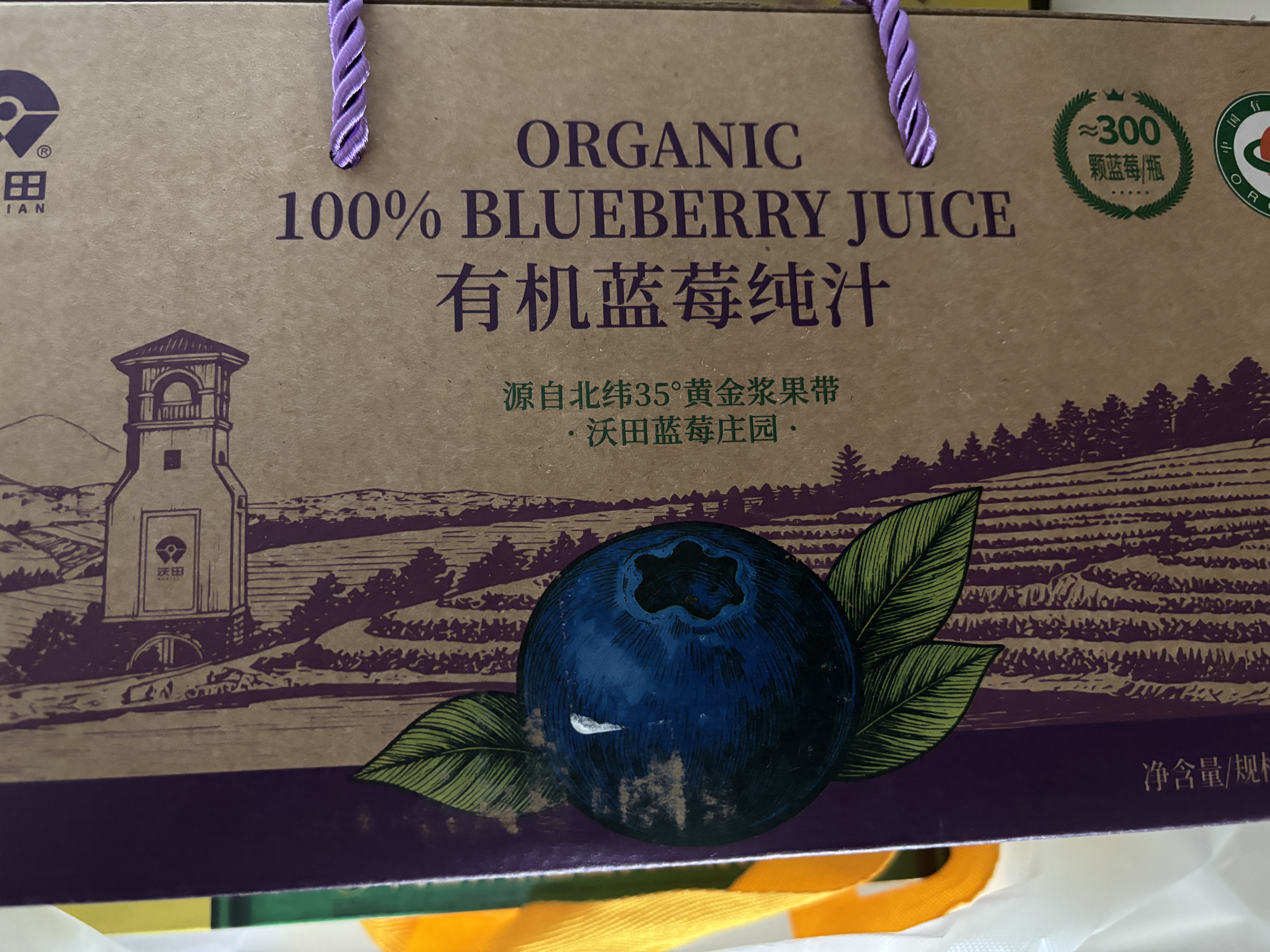 沃田有机蓝莓纯果汁NFC原汁原液果饮蓝莓汁整箱饮料礼盒装200ml*10瓶 实拍图