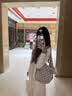 ROSYDOEDIANhobo包春夏波点手提包女包休闲百搭单肩通勤大容量手提包礼物包包 灰粉波点 实拍图
