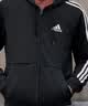 adidas通勤休闲三条纹连帽夹克早秋外套卫衣男装阿迪达斯轻运动   黑色/白   L 实拍图