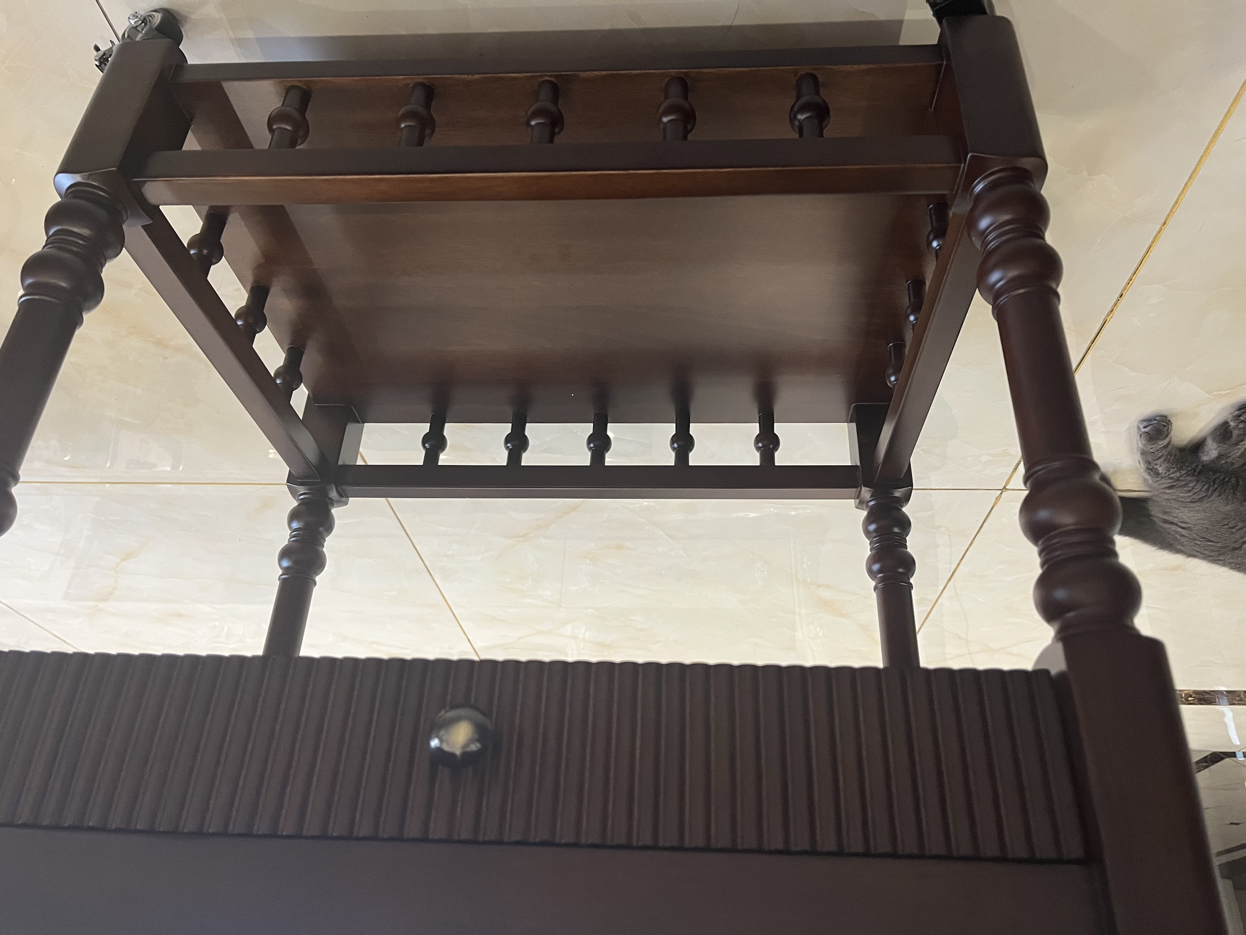 一具一家法式实木茶几家用客厅小推车中古风可移动折叠茶几复古沙发边几 胡桃色移动茶几 单独购买需自行安装滑轮 晒单实拍图