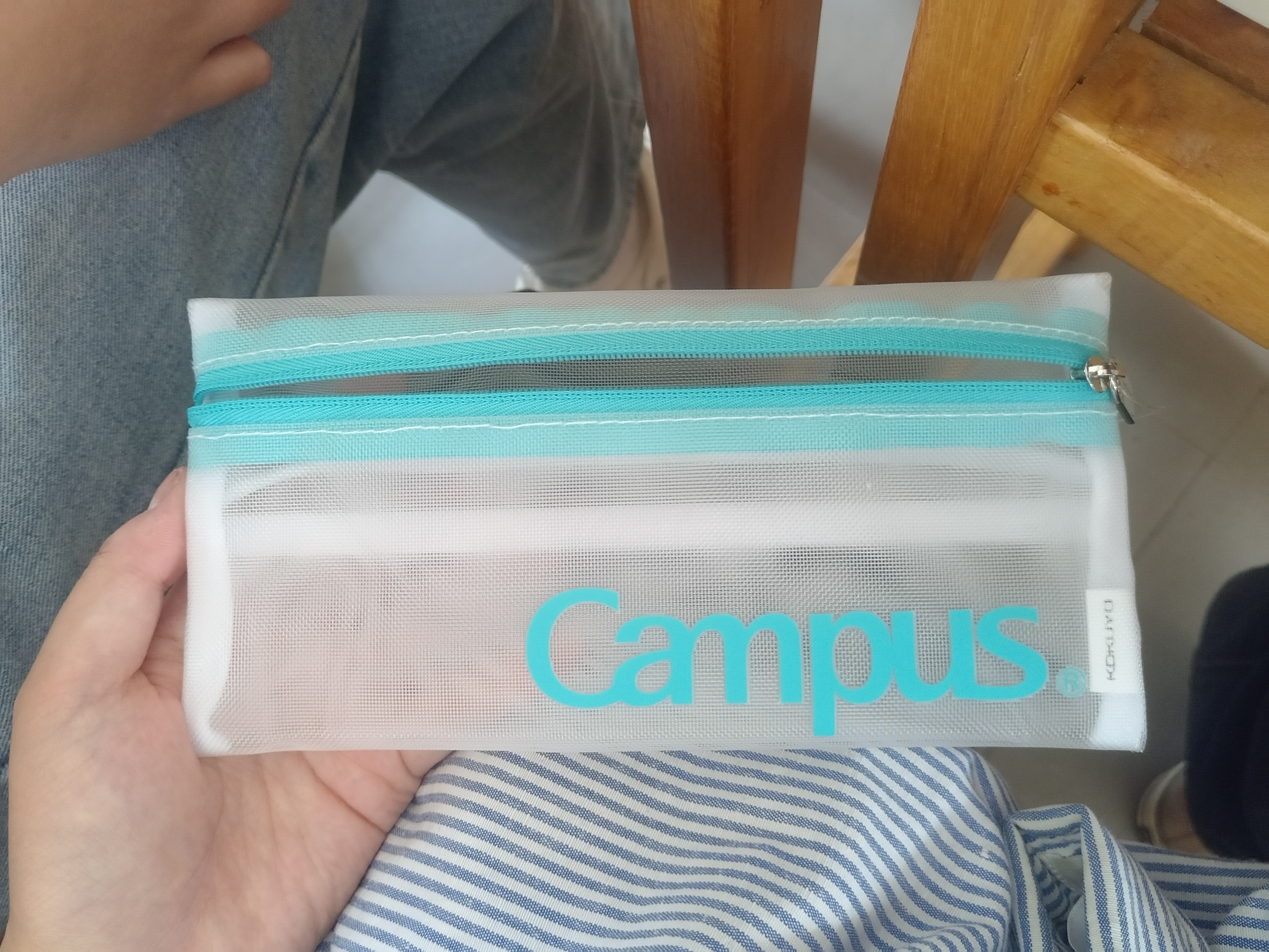 国誉（KOKUYO）Campus网格收纳包学生收纳笔袋文具盒收纳袋小物笔袋小收纳包 蓝色1个 WSG-PC302B 实拍图