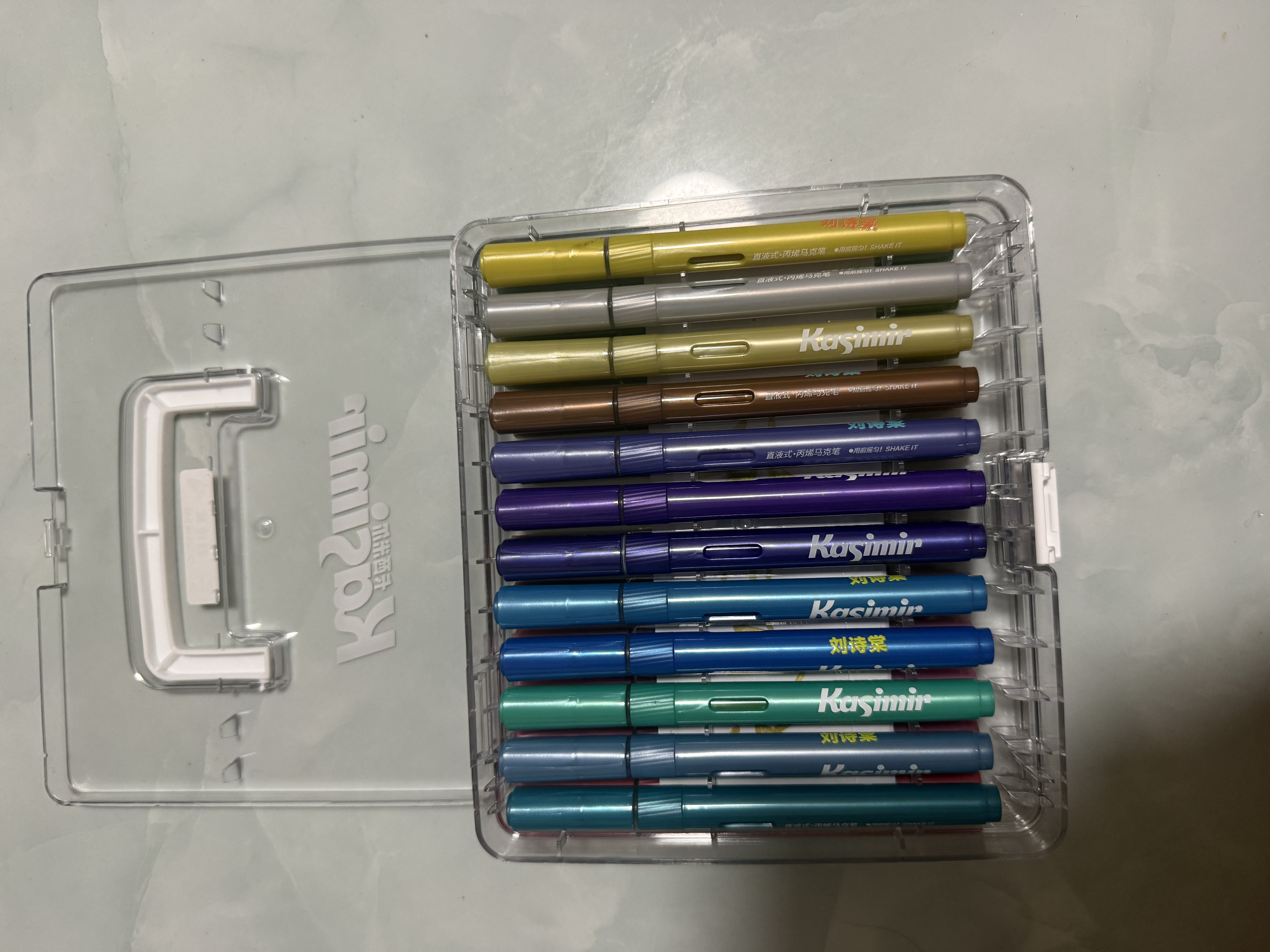 卡西米尔直液式丙烯马克笔软头小学生专用可叠色不透色水彩笔美术颜料笔画笔24色马克笔开学礼物画画笔 实拍图