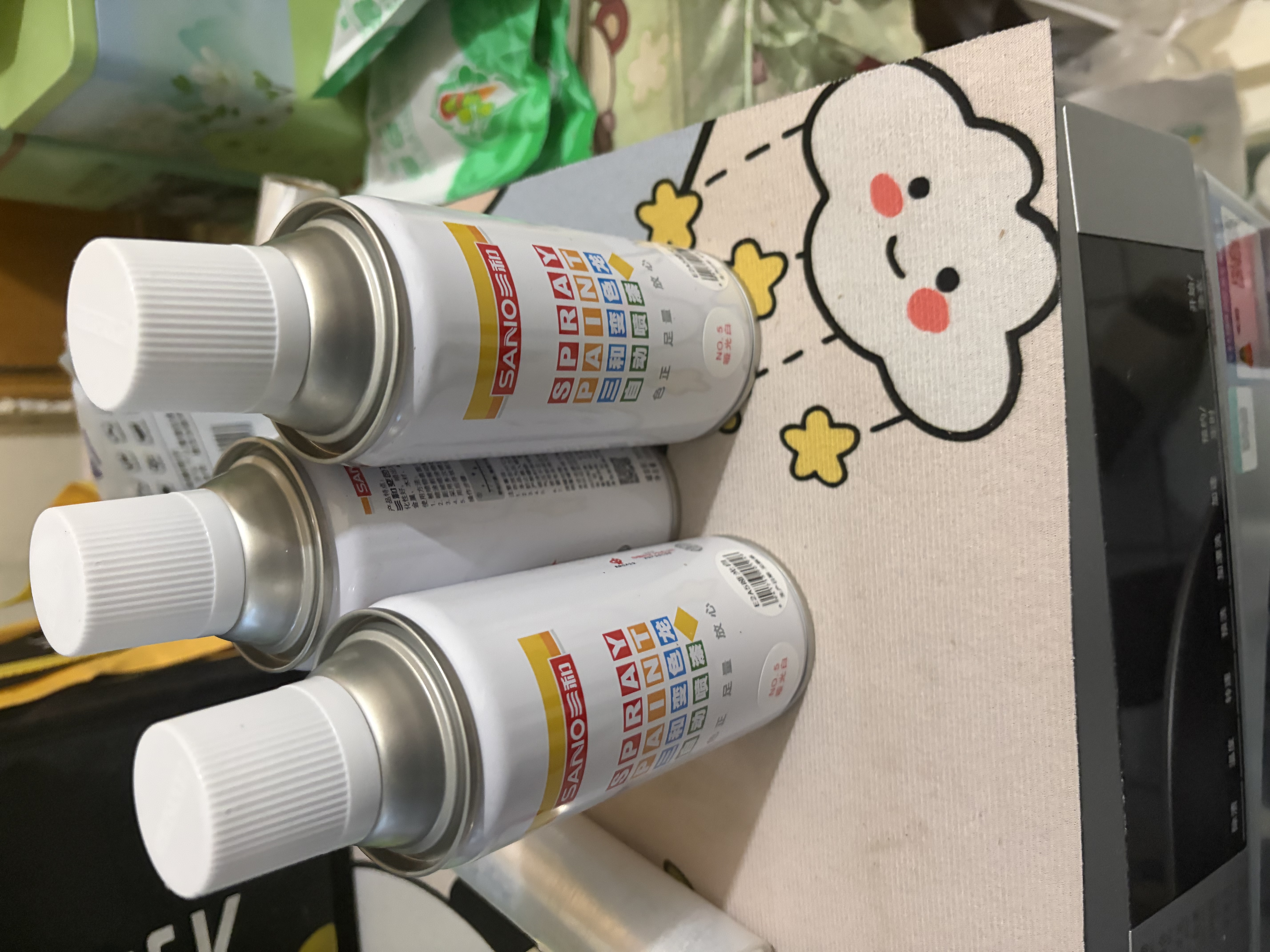 三和普通自喷漆手喷漆 工业防腐油漆 金属防锈漆 汽车轮毂改色划痕修复自动喷漆 350ml NO.05哑光白 实拍图