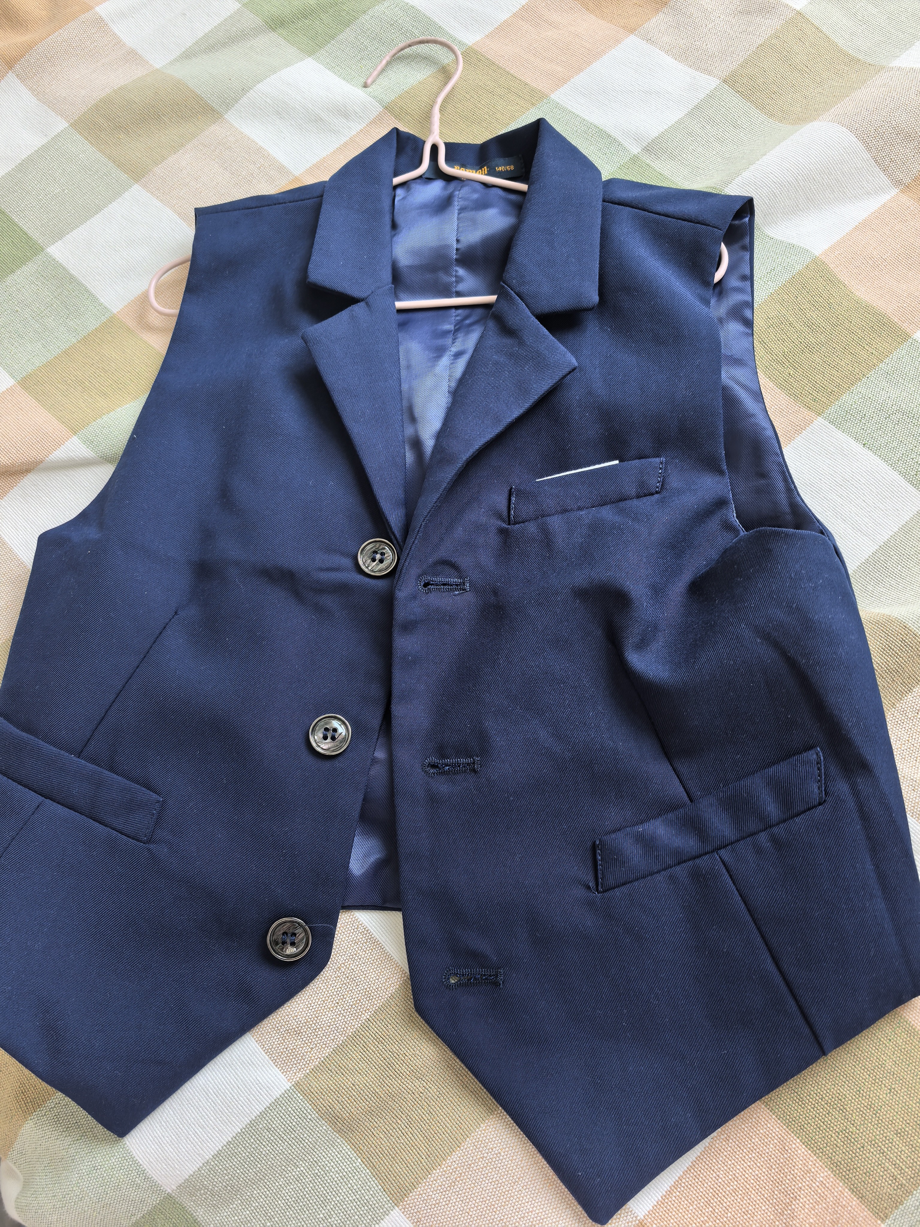 罗蒙儿童西装男童礼服假期演出服马甲套装主持婚礼毕业表演 藏青色140 实拍图