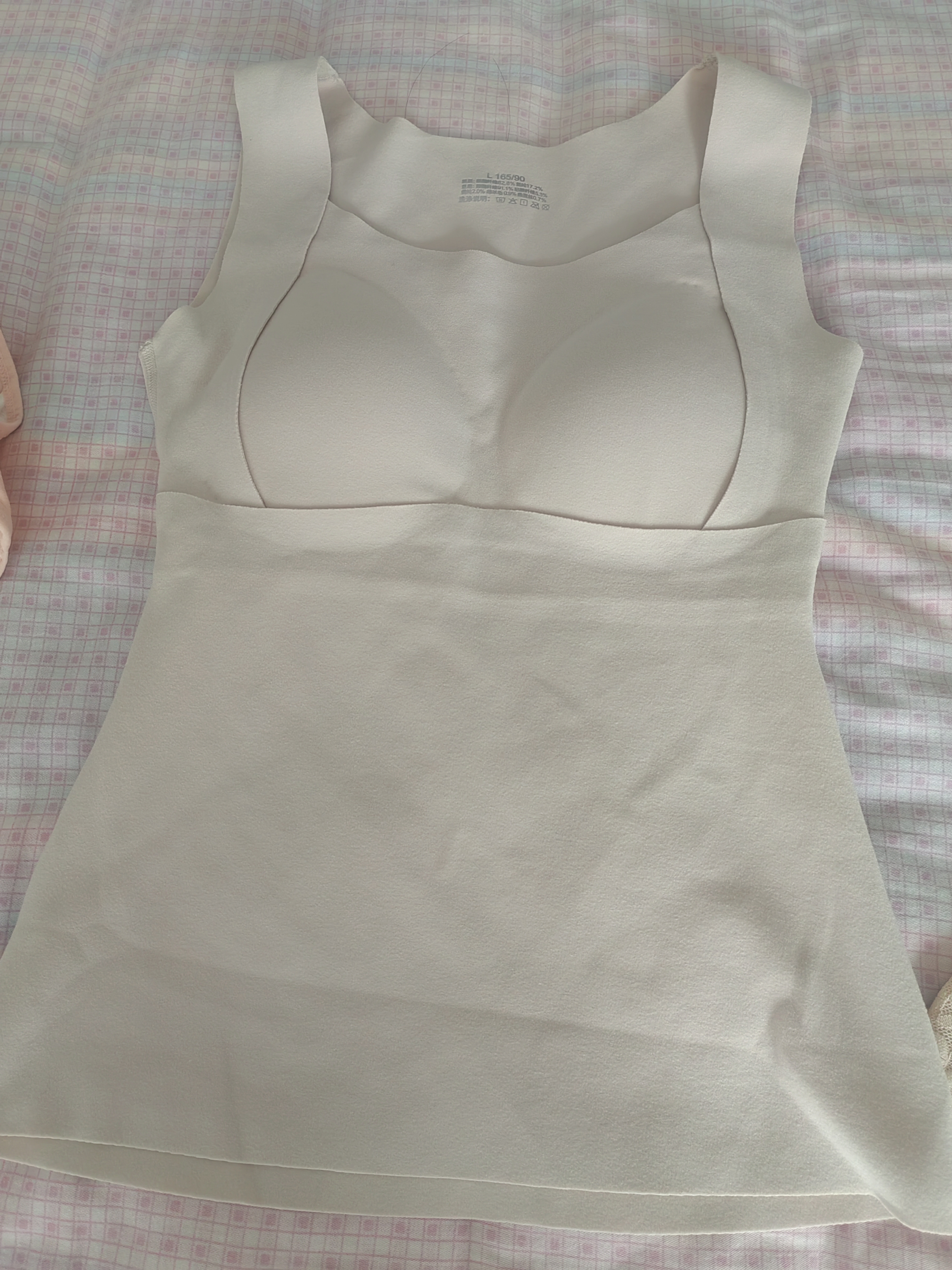 欧迪芬10A抗菌羊绒蚕丝保暖背心吊带背心女带胸垫磨毛秋冬无痕内搭打底 实拍图