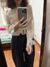 香影波点雪纺衬衫女2026秋季新款飘带荷叶边v领长袖法式通勤上衣 米白 M 160/84A/95-110斤 实拍图