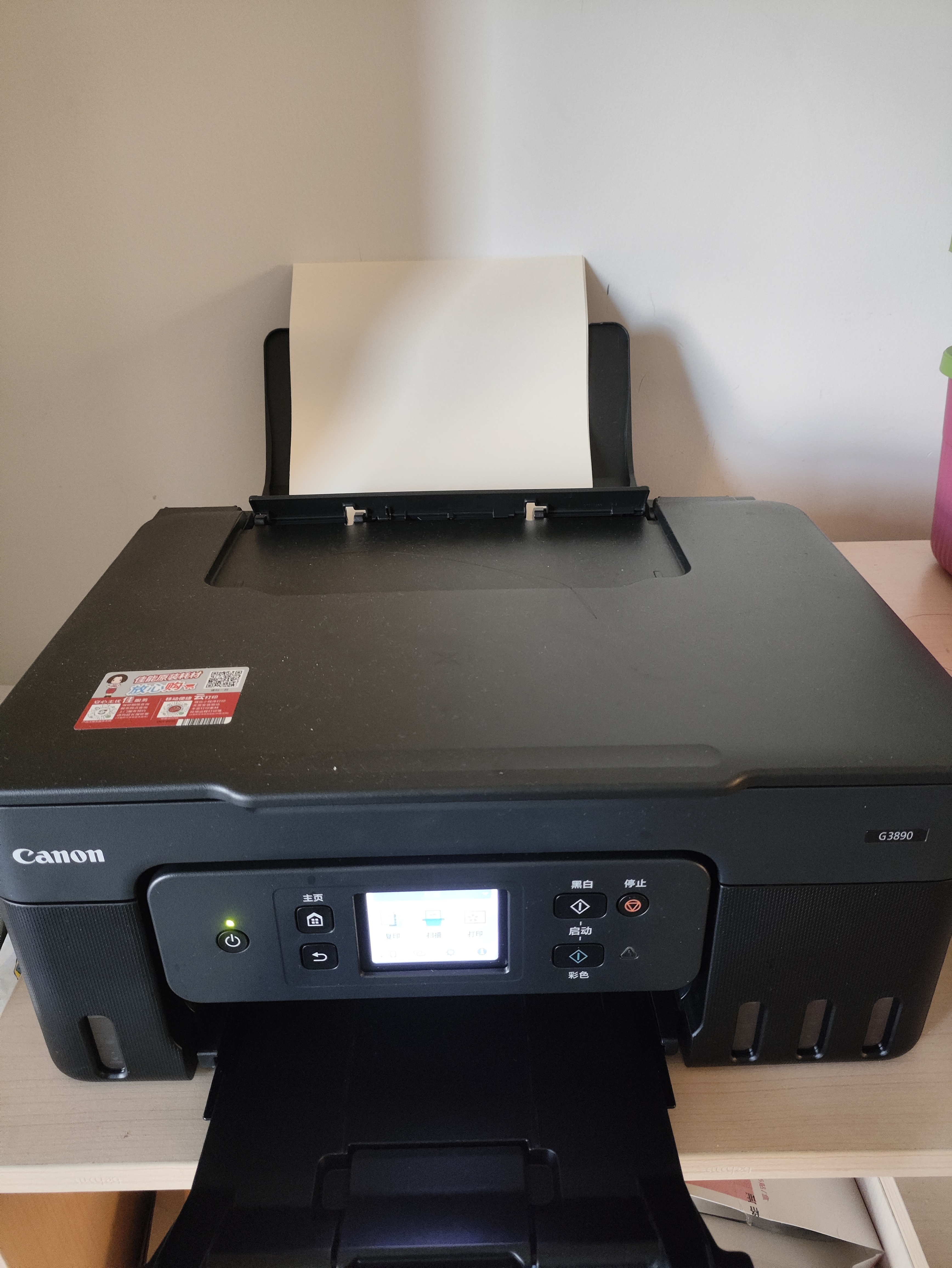 佳能（Canon）G3890墨仓连供 无线加墨式喷墨打印机家用文档照片一体机办公自动双面打印（标配+50张精品A4纸） 实拍图
