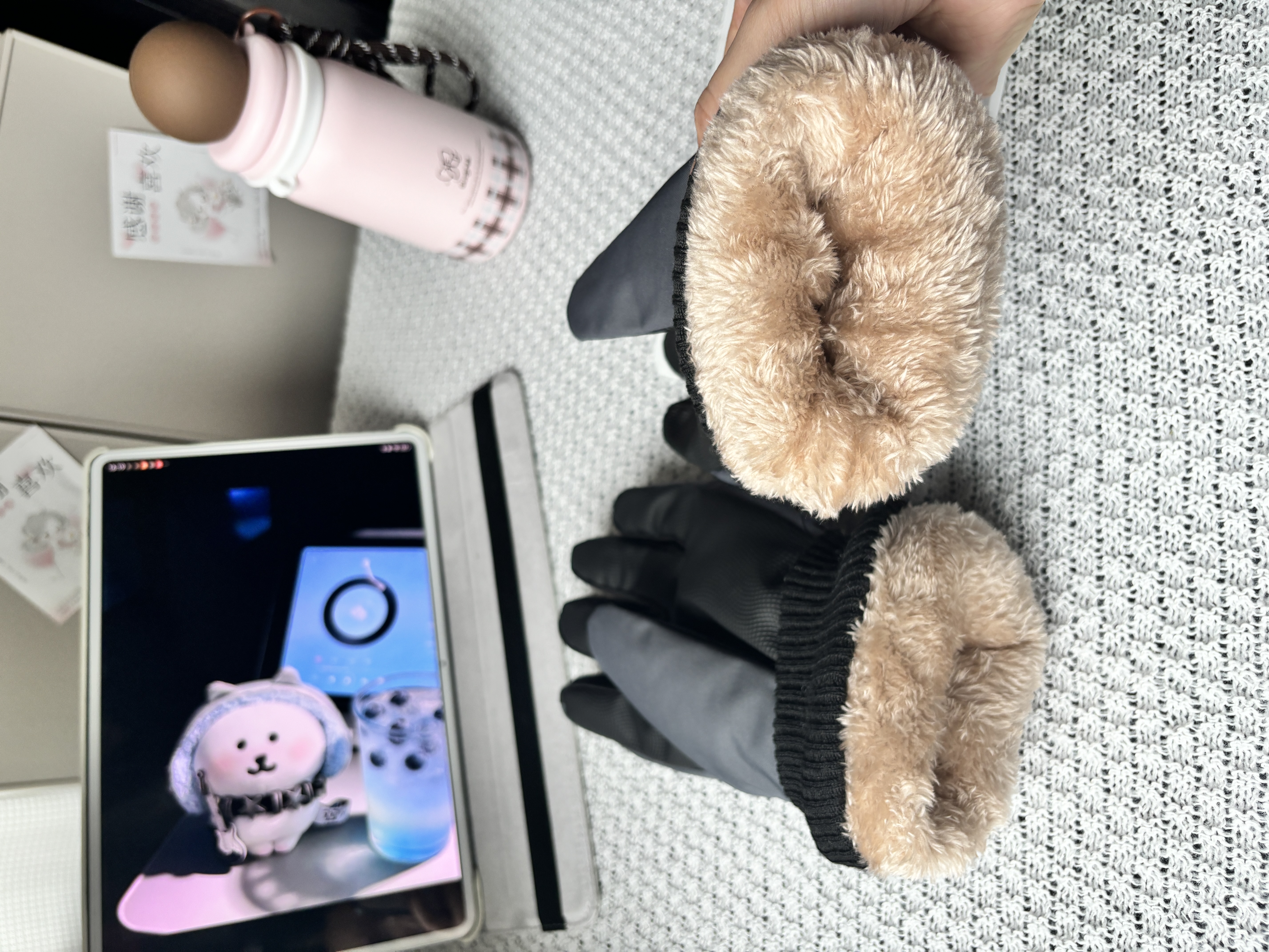 目丸保暖手套男女户外冬天骑行防寒风加绒厚触屏女防水冬季棉滑雪手套 9#深灰色 深度暖手套-男款 实拍图
