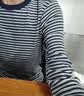 优衣库柔软罗纹条纹圆领T恤/长袖女装489040 69 藏青色 M 实拍图