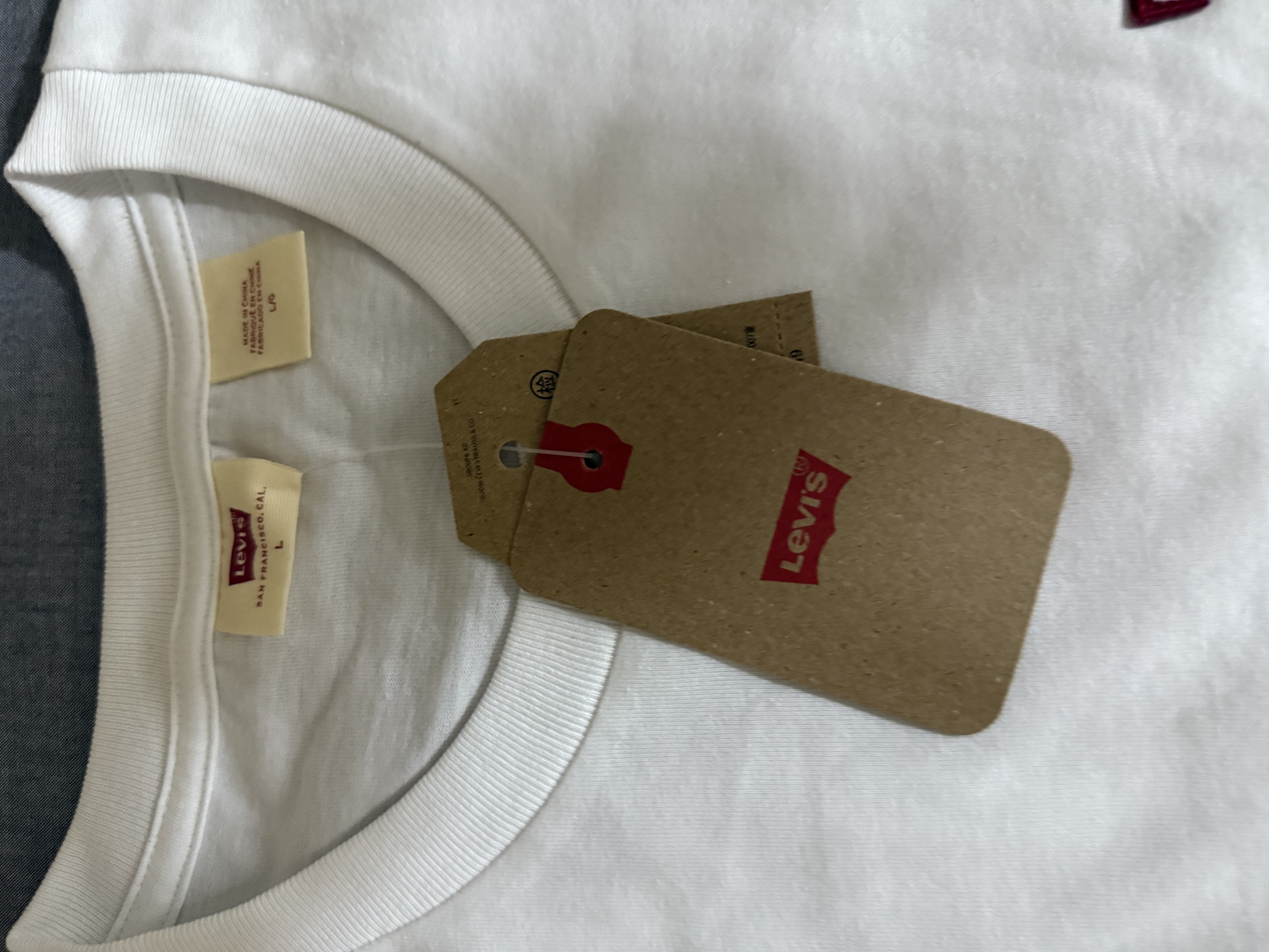 Levi's李维斯情侣同款美式复古简约休闲时尚宽松LOGO印花短袖T恤 白色 002U3-0000 L 实拍图