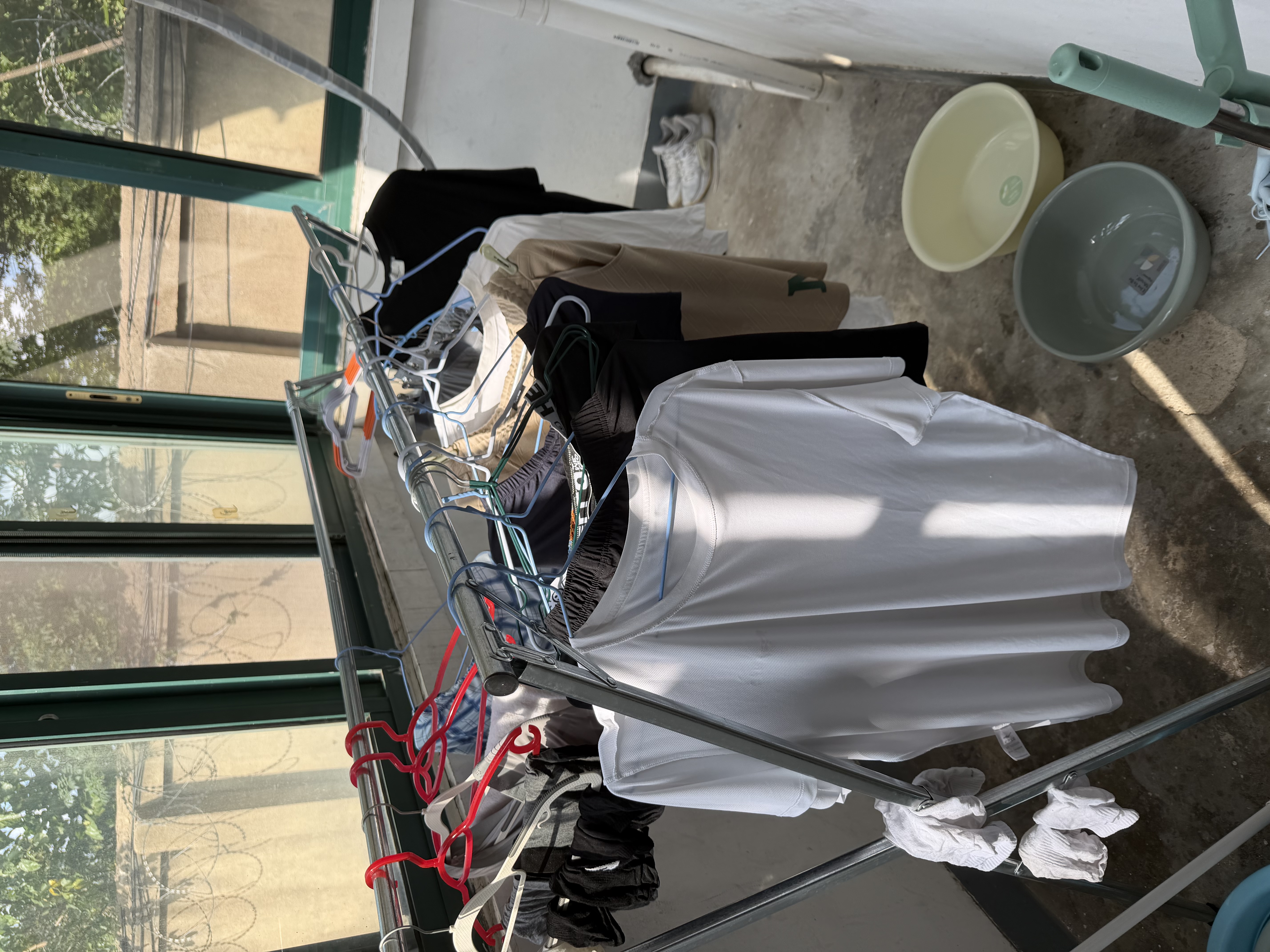 京佳宜晾衣架双杆落地折叠阳台晾衣杆折叠衣架伸缩晒被子内衣架免安装 实拍图