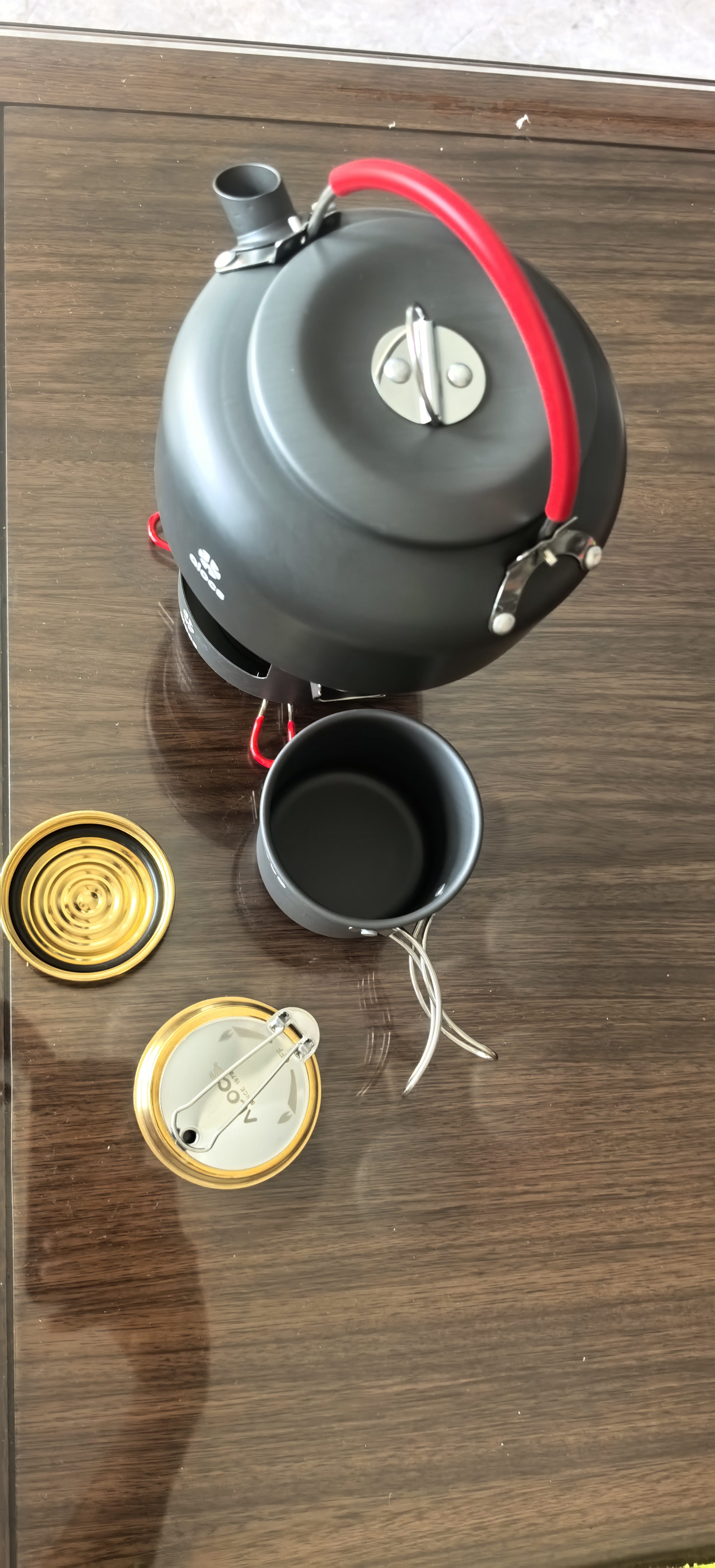 爱路客（ALOCS）矮脚酒精炉 户外露营便携酒精炉具铝合金轻量酒精炉头烧水套装 U悠酒精炉+0.8L烧水壶 实拍图