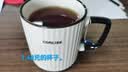 马克杯陶瓷杯竖纹杯子早餐杯水杯办公室牛奶大容量杯子咖啡 黑白色 1个 400ml 实拍图