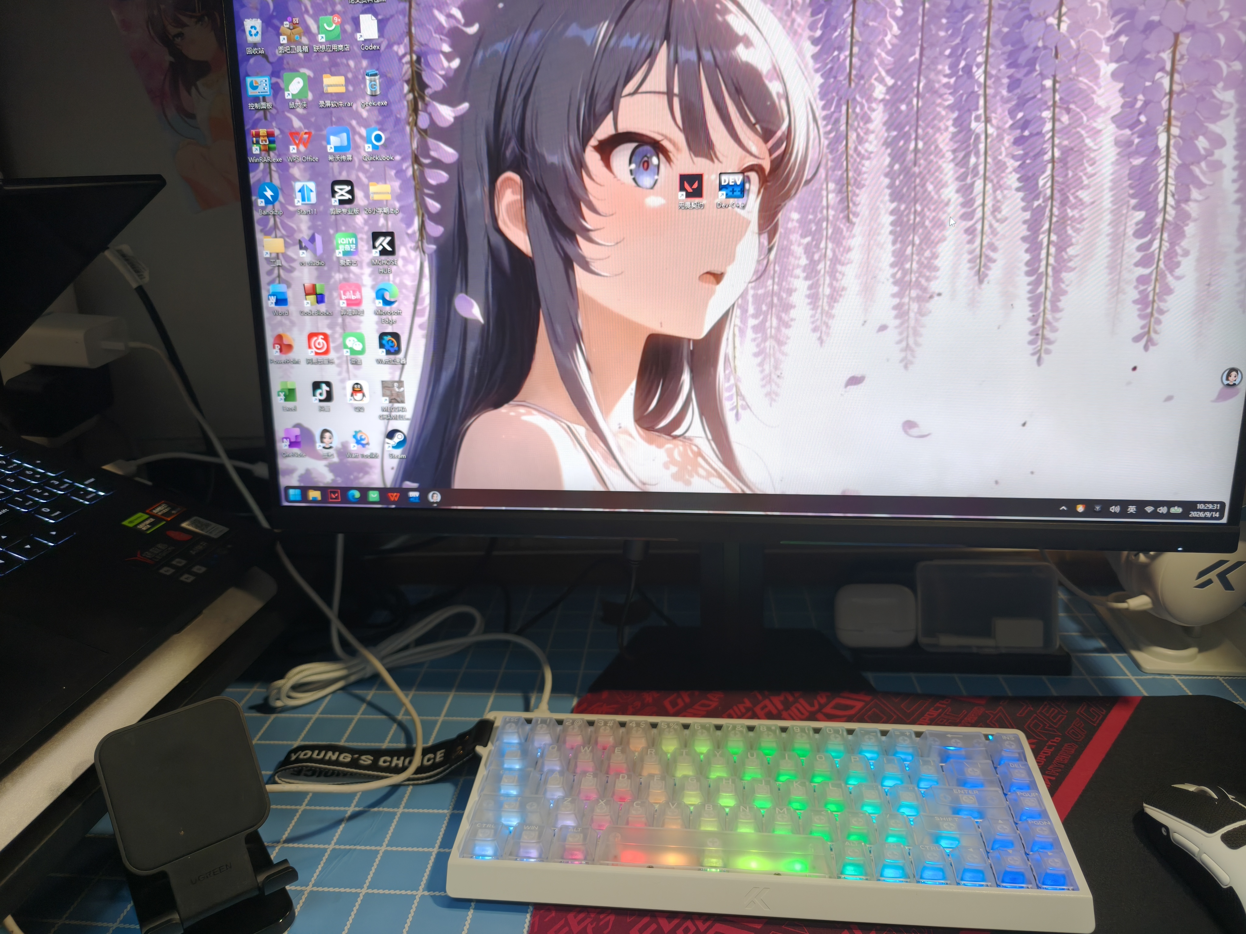 迈从（MCHOSE）V9 Pro 2游戏耳机头戴式四模电竞电脑耳机三角洲行动fps吃鸡听声辨位无线蓝牙有线 V9 Pro 2 白蓝【THX 空间音效】 实拍图